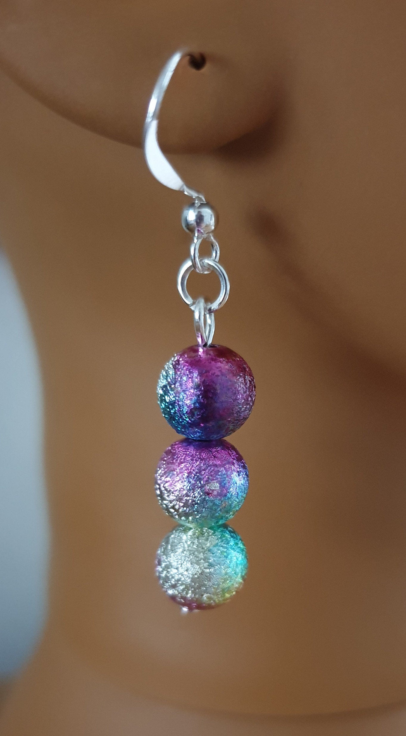 Rainbow Stardust Beaded Earrings. Clip On, Hypoallergenic, Allergy, Lead, Nickel Free