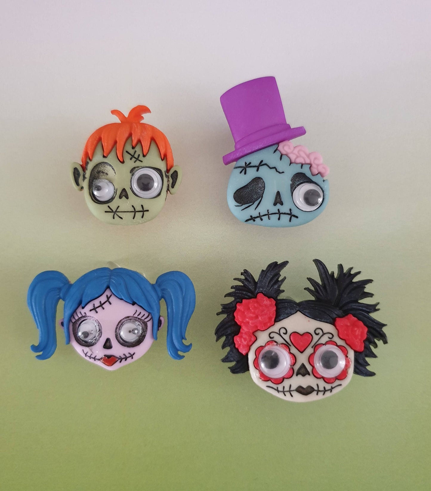 Zombies with Googly Eyes Pins. Halloween, Lapel Pin, Badge