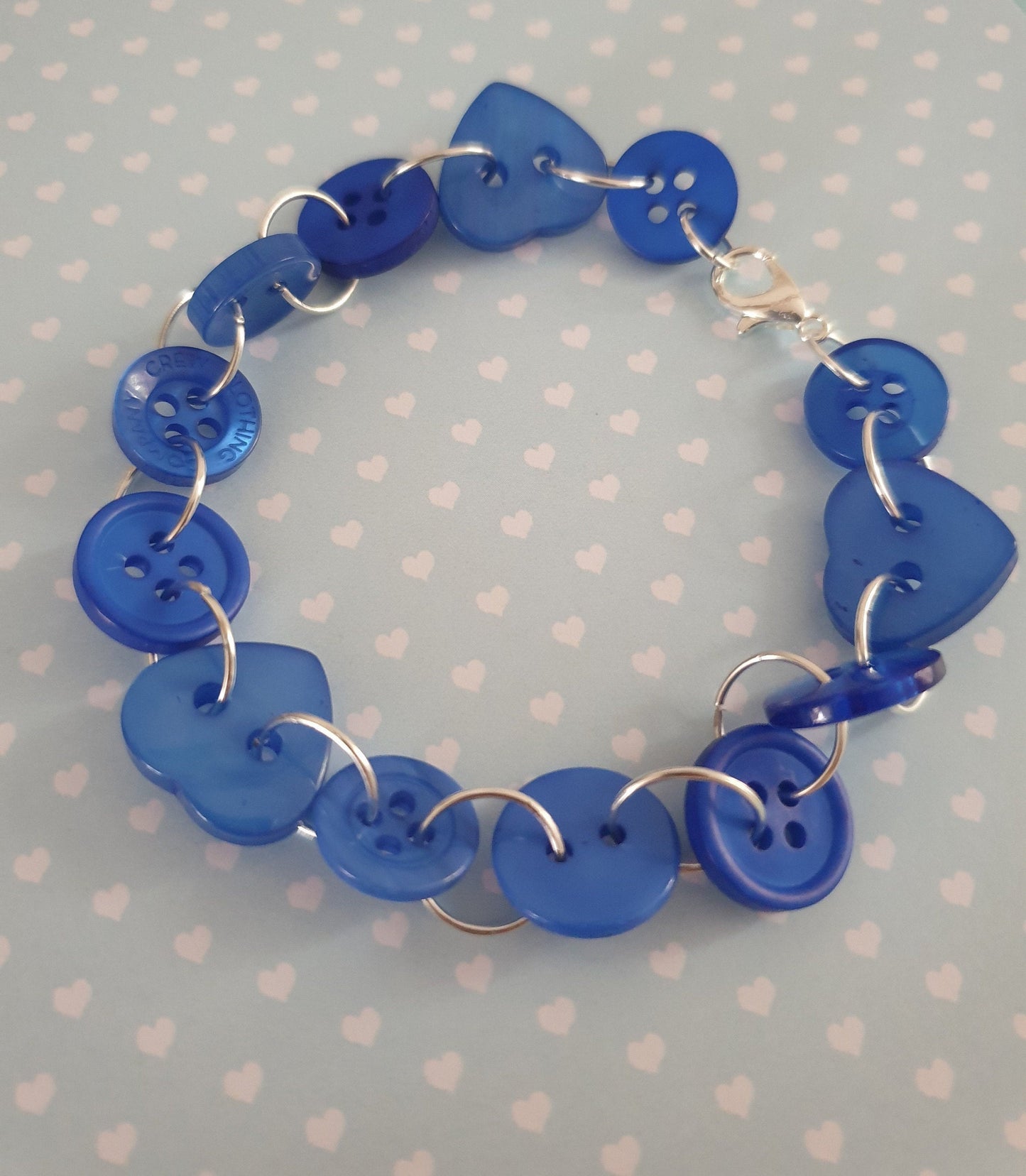 Blue Button Charm or Link Bracelet