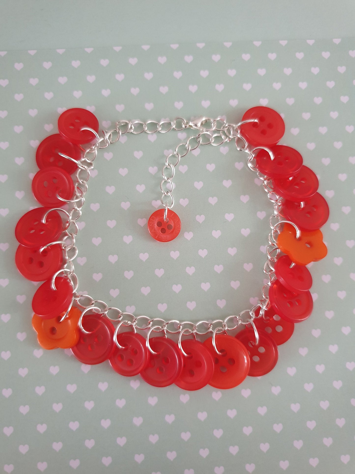 Orange Button Charm or Link Bracelet