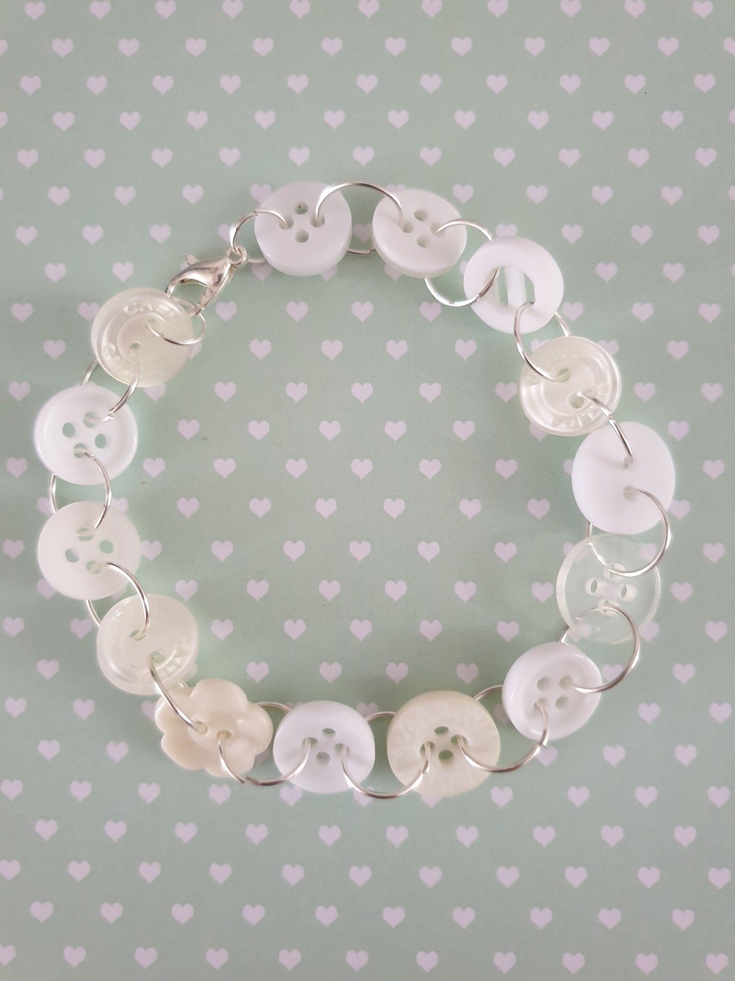 White and Cream Button Charm or Link Bracelet