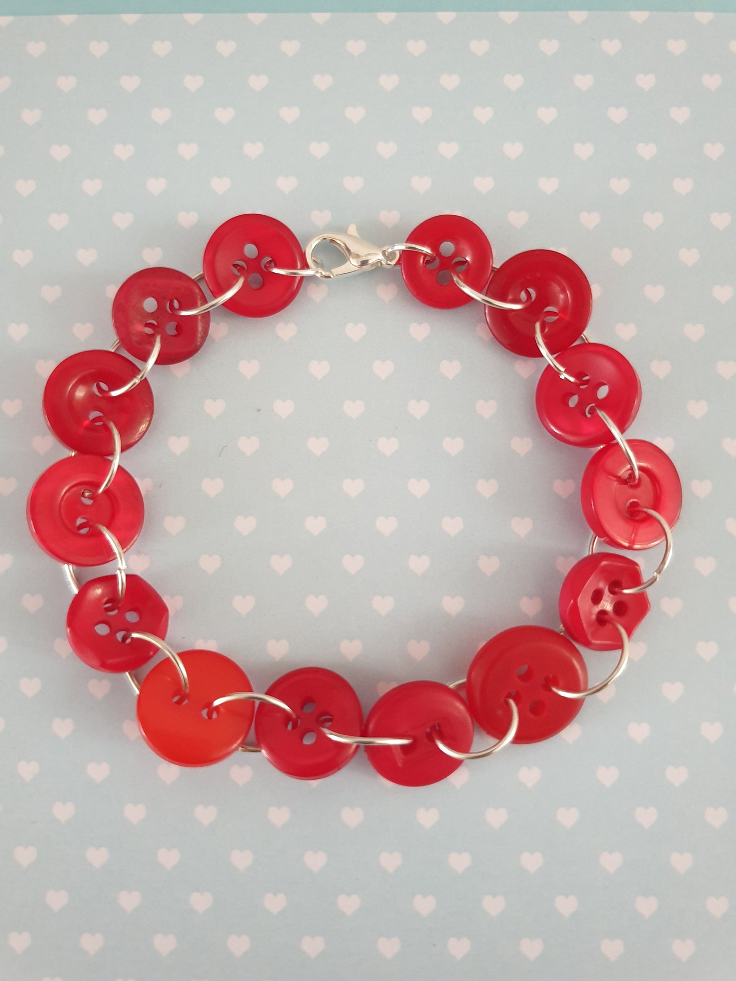 Red Button Charm or Link Bracelet