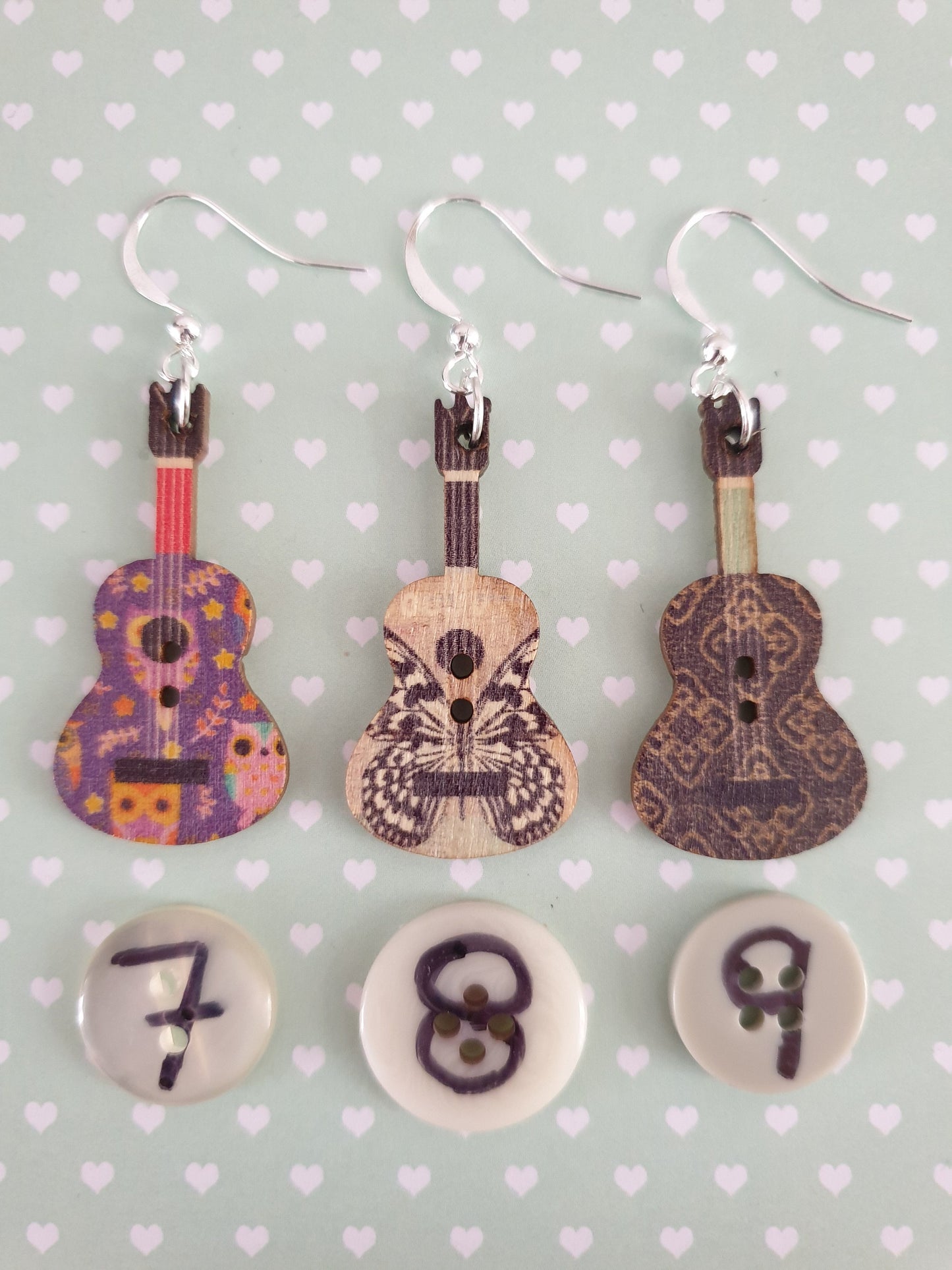 Wooden Guitar Earrings. Music Earrings. Clip On Earrings. Nickel Free Earrings. Music Jewellery. Guitarist Gift. Music Lover Earrings