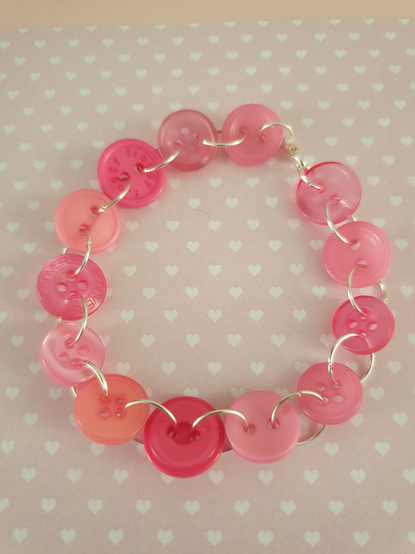 Pink Button Charm or Link Bracelet