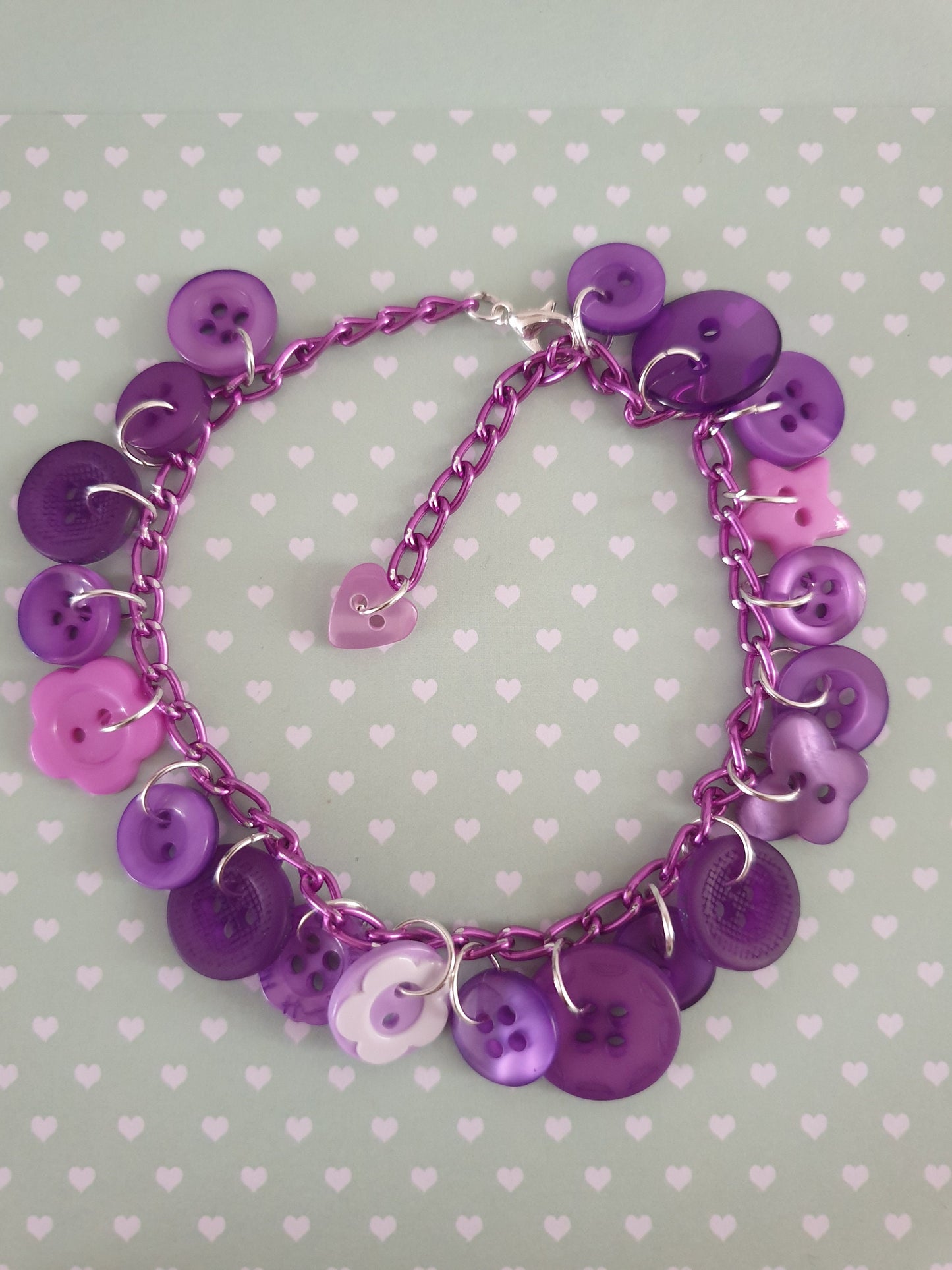 Purple Button Charm or Link Bracelet