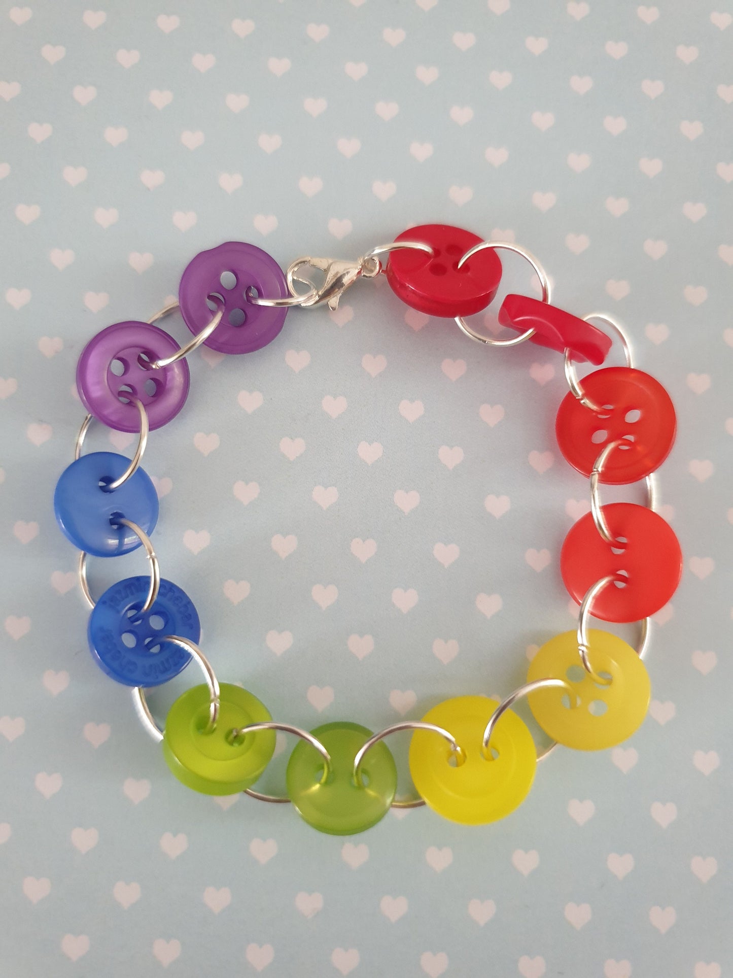 Rainbow Button Charm or Link Bracelet