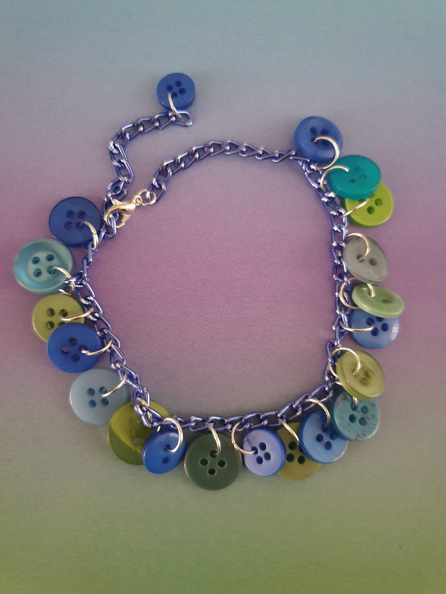 Tri Colour Button Charm Bracelet. Red, White and Blue. Pink, White and Purple. Autumn, Fall, Autumnal, Summer