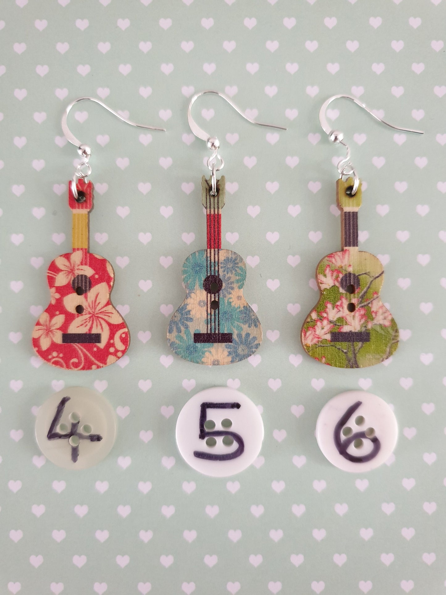 Wooden Guitar Earrings. Music Earrings. Clip On Earrings. Nickel Free Earrings. Music Jewellery. Guitarist Gift. Music Lover Earrings