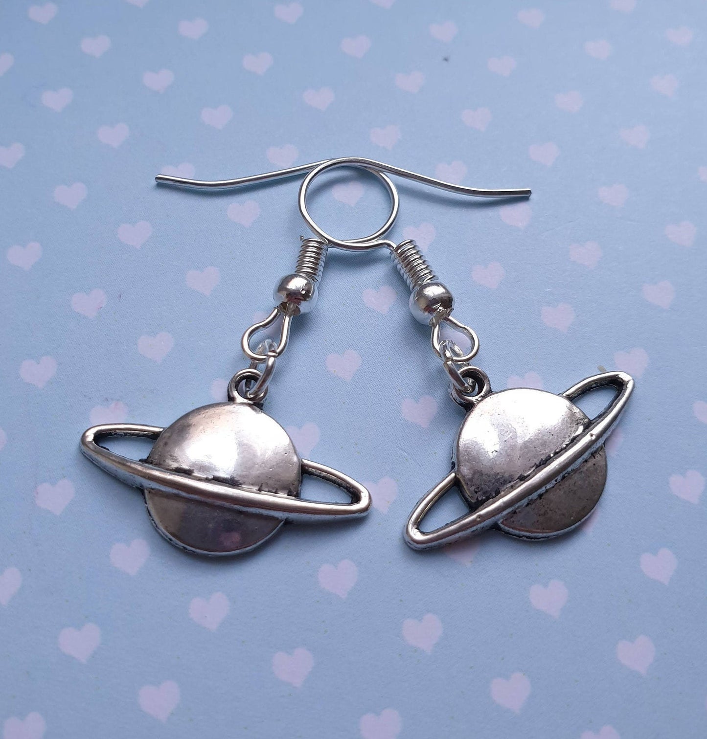 Small Silver Star Outline, Rocket and Planet Earrings. Space, Gift, Cute, Little. Clip On, Hypoallergenic, Allergy, Lead, Nickel Free