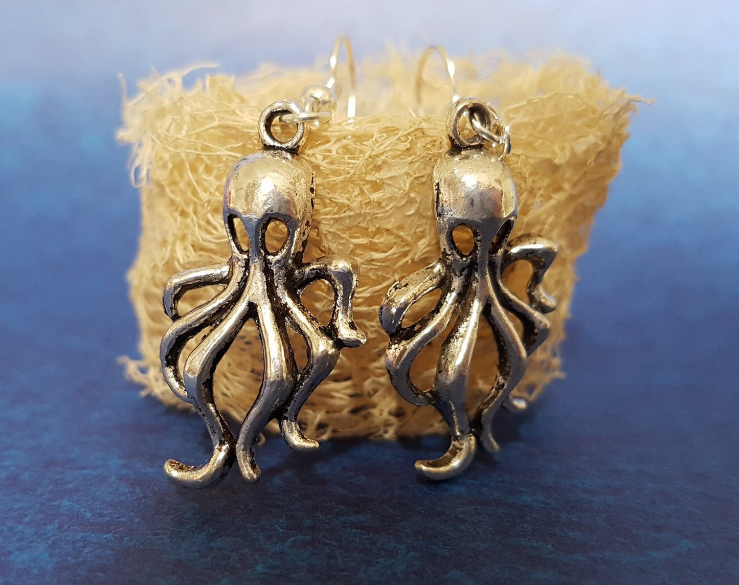 Shark or Octopus Earrings. Sea Life, Ocean, Silver Hypoallergenic, Allergy Free, Lead and Nickel Free Stocking Filler