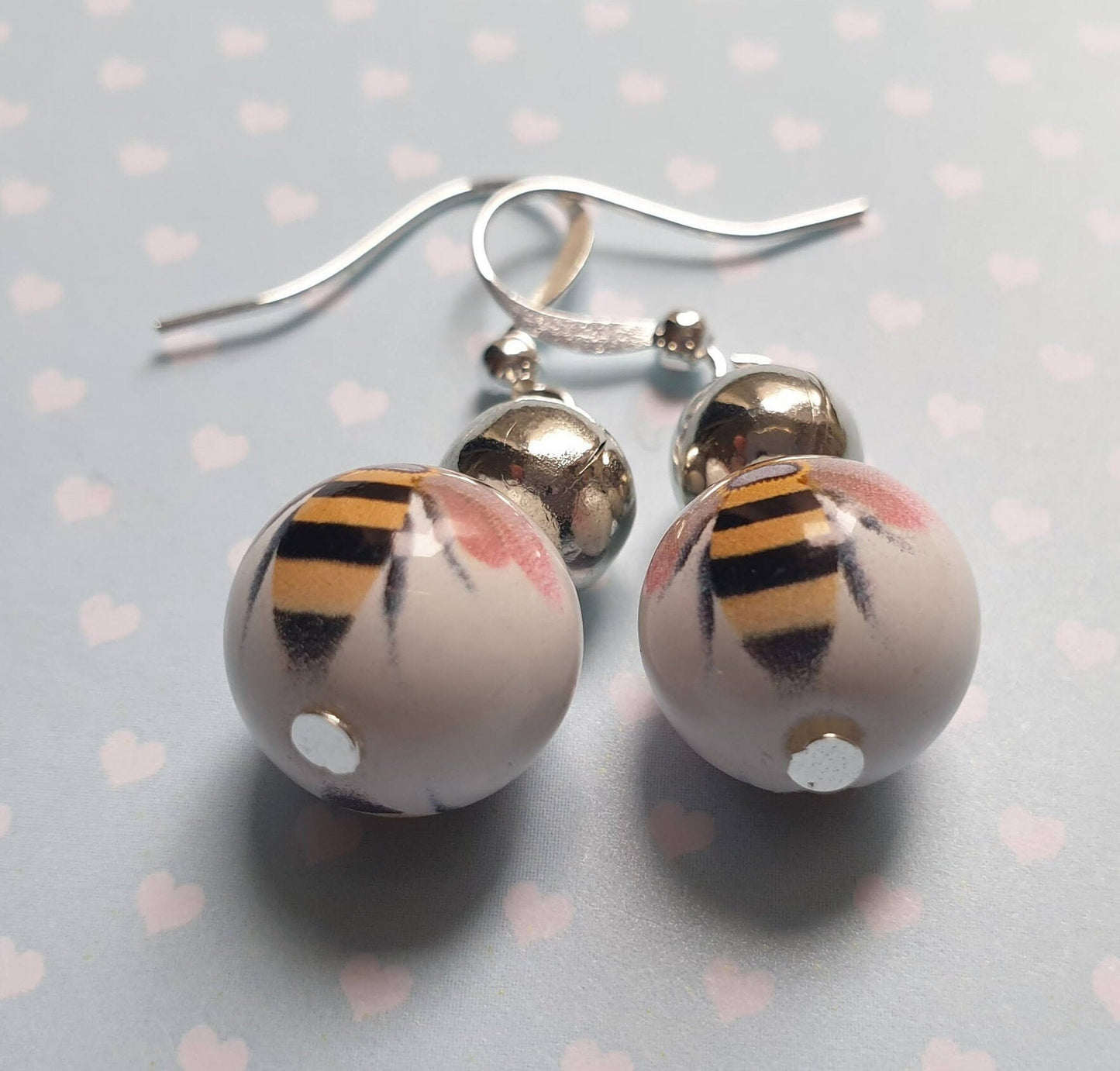 Bee Beaded Earrings. Honey Bee, Bumble Bee, Insect, Pretty, Bead, Clip On, Hypoallergenic, Allergy, Lead, Nickel Free. Gift