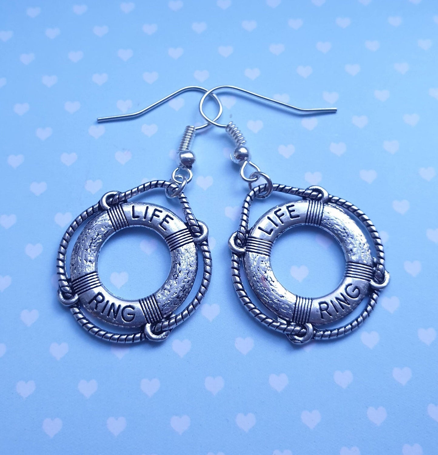 Nautical Earrings - 3D Lighthouse, Life Ring, Anchor. Silver, Brass, Sea. Hypoallergenic Allergy Lead Nickel Free