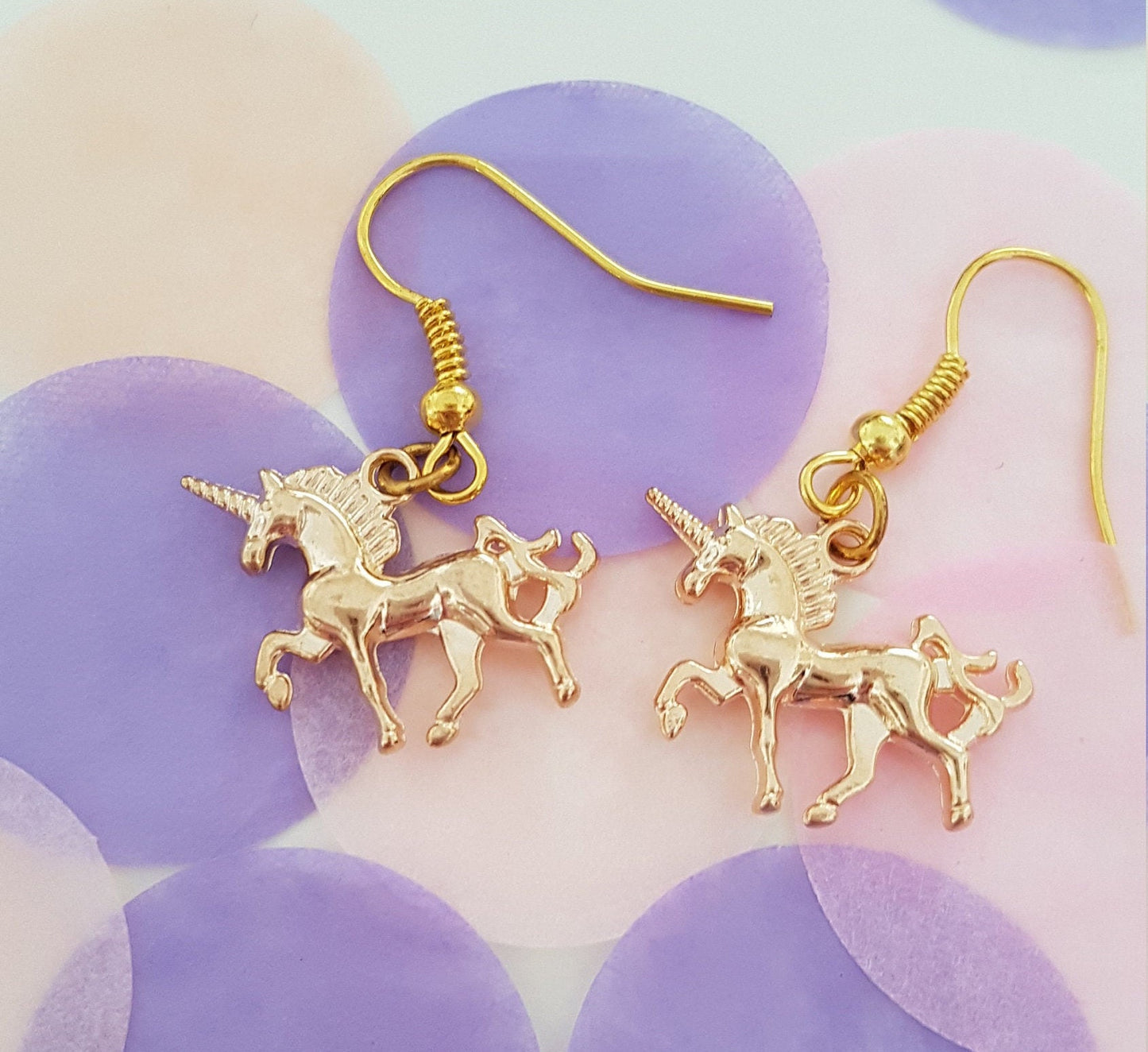 Mermaid, Unicorn or Pegasus Earrings. Novelty, Fantasy, Gold, Silver Unusual Lead Nickel Free Hypoallergenic Allergy
