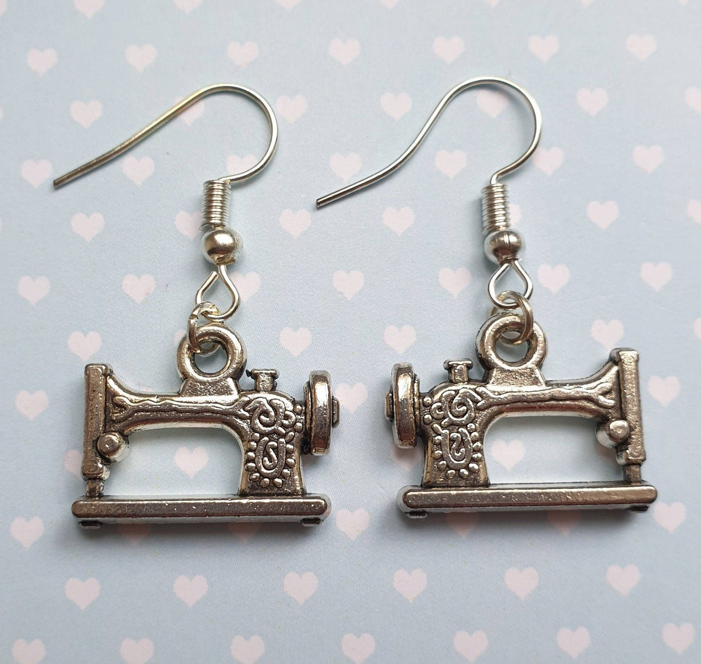 Sewing Machine or Scissors Earrings. Silver, Sewing, Crafts, Crafty, Hypoallergenic Lead Nickel Free Allergy Free