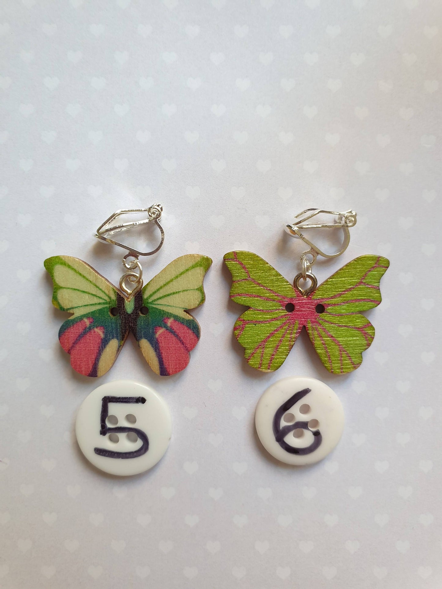 Wooden Butterfly Clip On Earrings - Choice of Designs