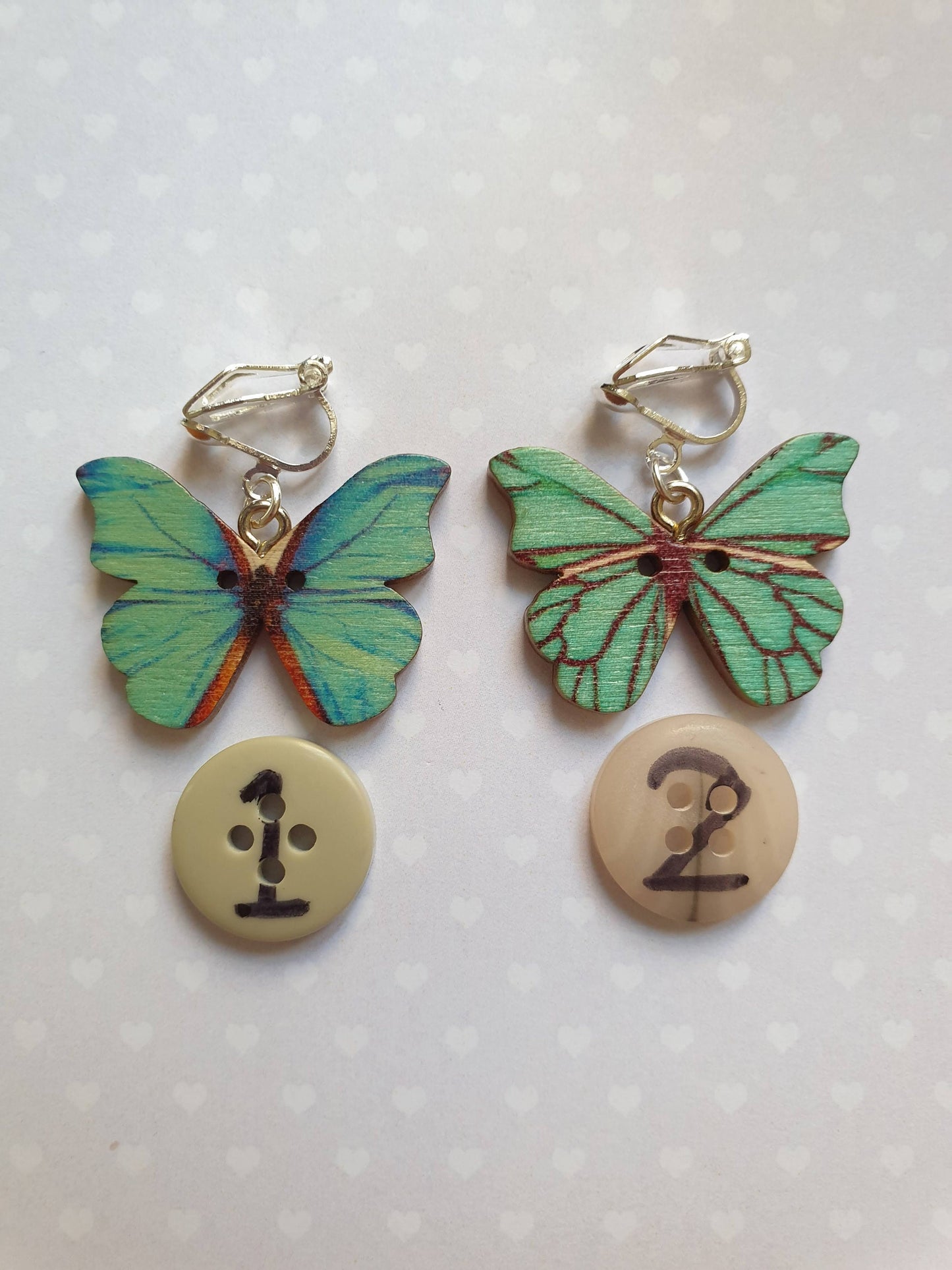 Wooden Butterfly Clip On Earrings - Choice of Designs