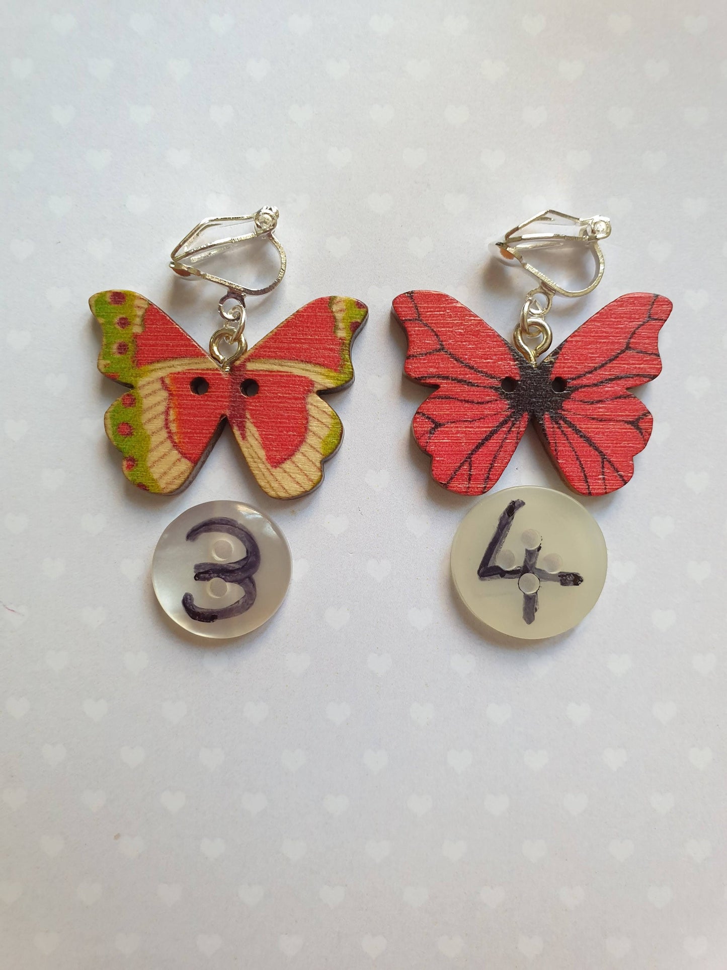Wooden Butterfly Clip On Earrings - Choice of Designs