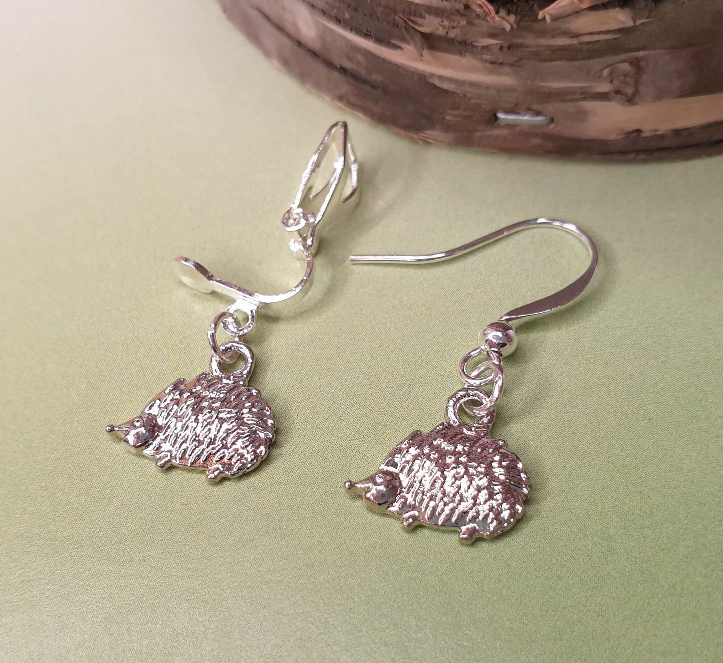 Hedgehogs, Foxes / Fox, Bat Earrings. Animal, Wildlife, Silver. Clip Ons, Hypoallergenic, Allergy, Lead, Nickel Free. Stocking Filler
