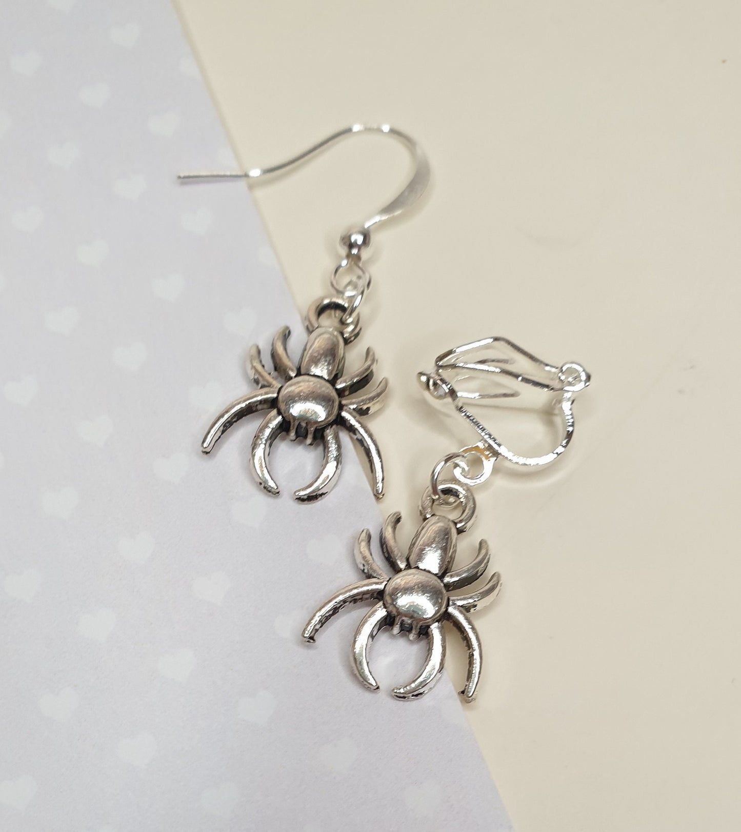 Silver Bee Earrings. Silver Dragonfly Earrings. Silver Spider Earrings. Nickel Free Earrings. Clip On Earrings.