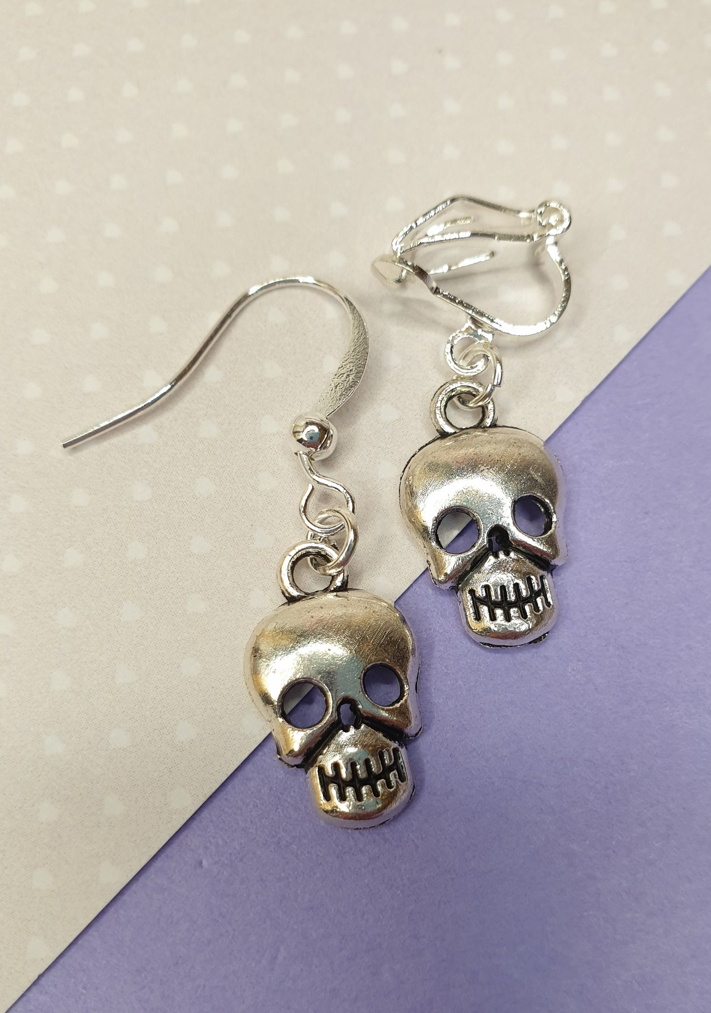 Animal Skull, Skull, Skeleton, Small Skull Earrings. Halloween Clip On Hypoallergenic, Allergy Free Stocking Filler