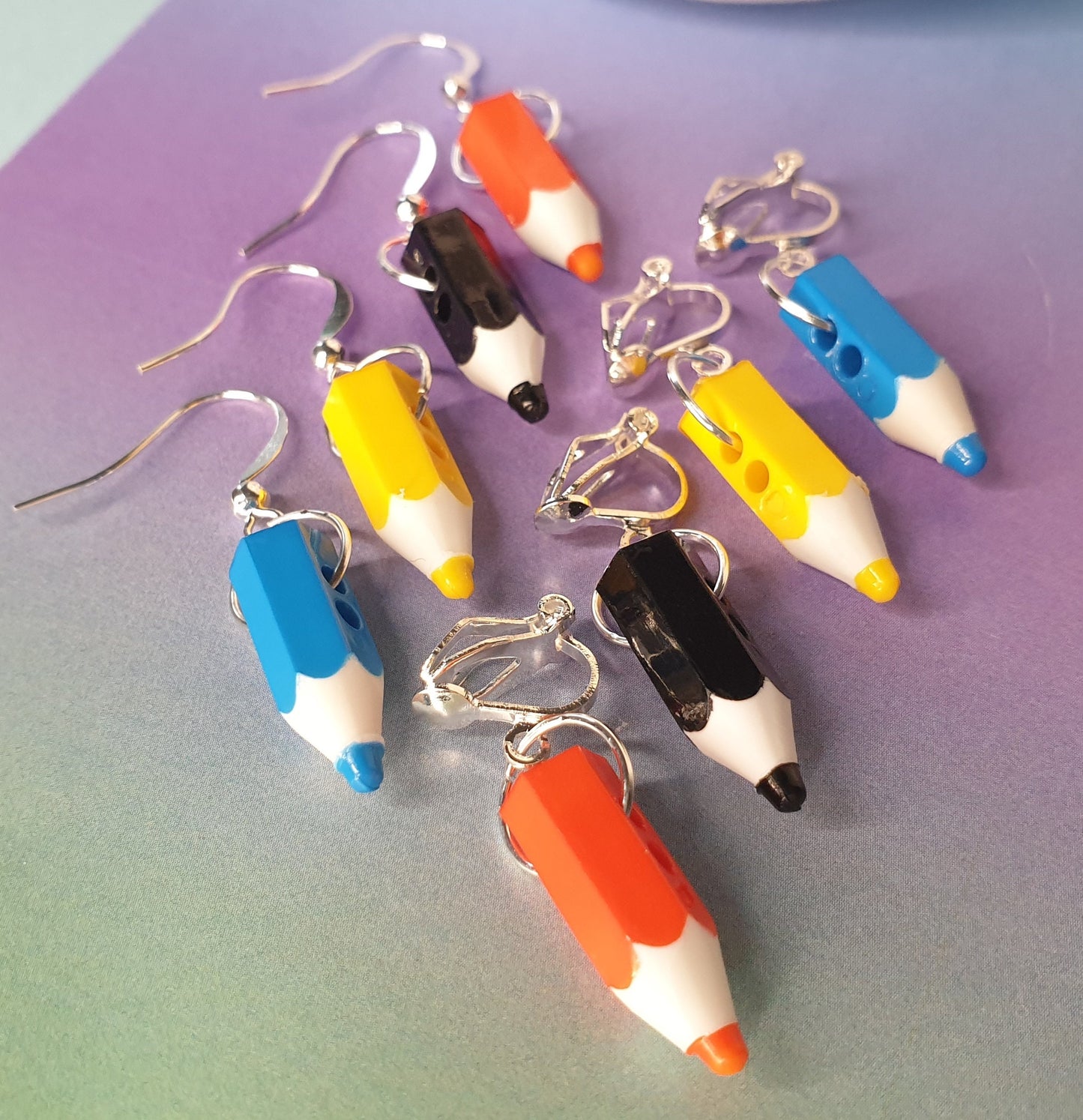 Cute Mini Pencil Earrings. Stationery, Pens, Cute, Clip Ons, Hypoallergenic, Allergy, Lead, Nickel Free Stocking Filler Teacher Gift