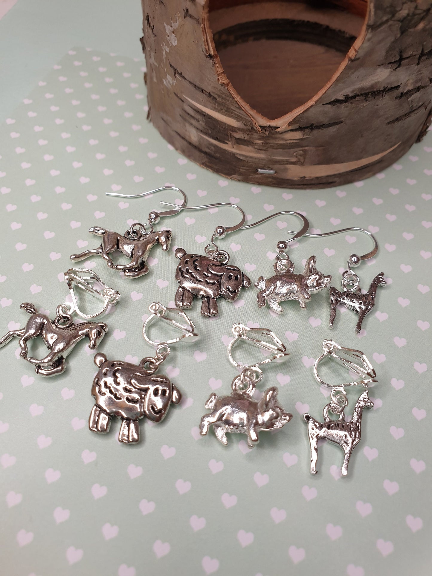 Pig, Horse, Alpaca Llama or Sheep Earrings. Animal, Farm, Lamb, Piglet, Foal, Clip On, Hypoallergenic Allergy Free Animal Stocking Filler