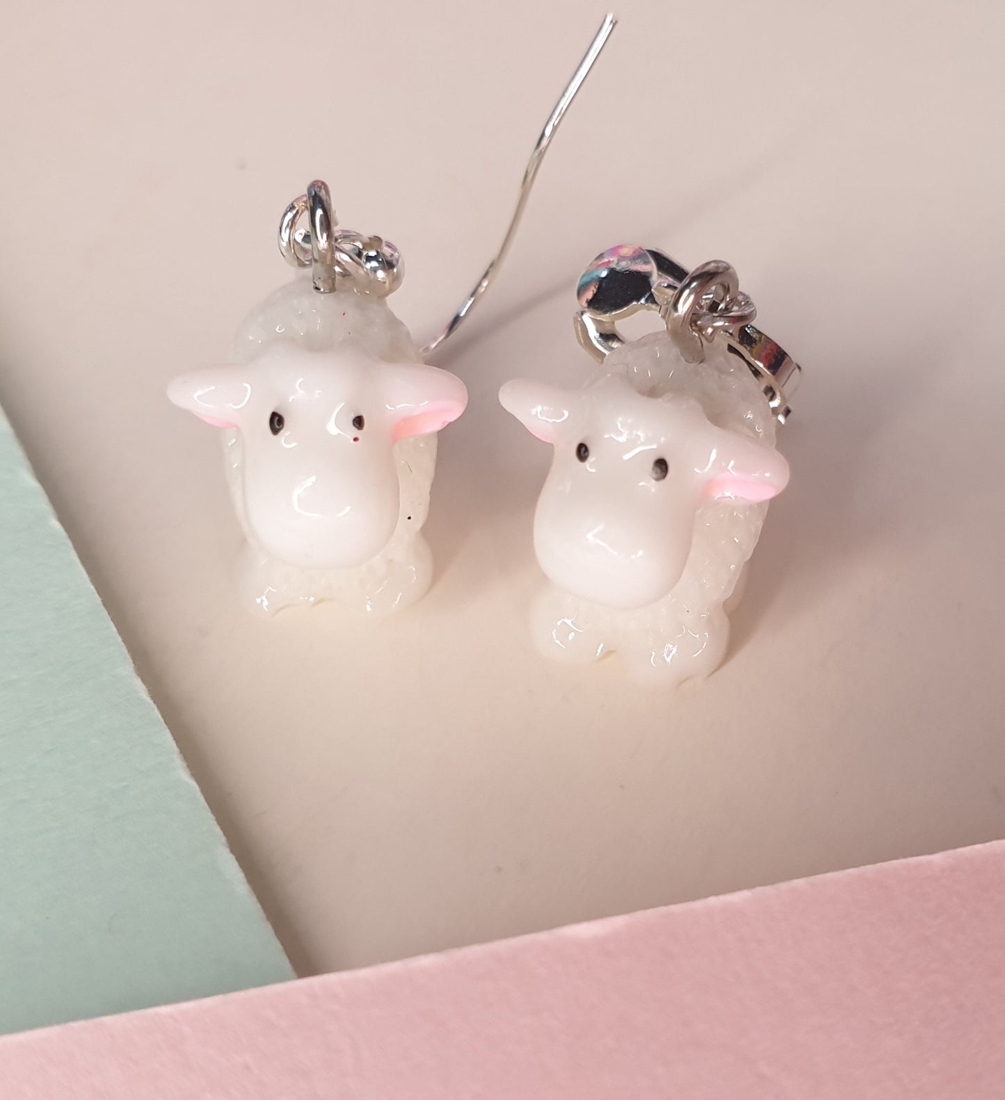 Cute 3D Sheep Earrings. Spring, Easter, Animal, Farm, Lamb. Clip On, Hypoallergenic, Allergy, Lead, Nickel Free
