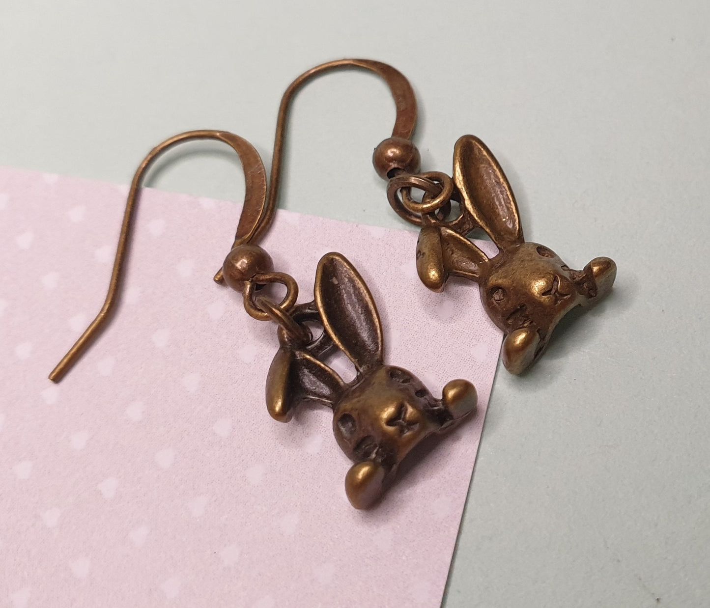 Rabbit Earrings in Bronze Tone. Rabbits, Bunny, Bunnies, Easter. Hypoallergenic Wires, Allergy, Lead, Nickel Free