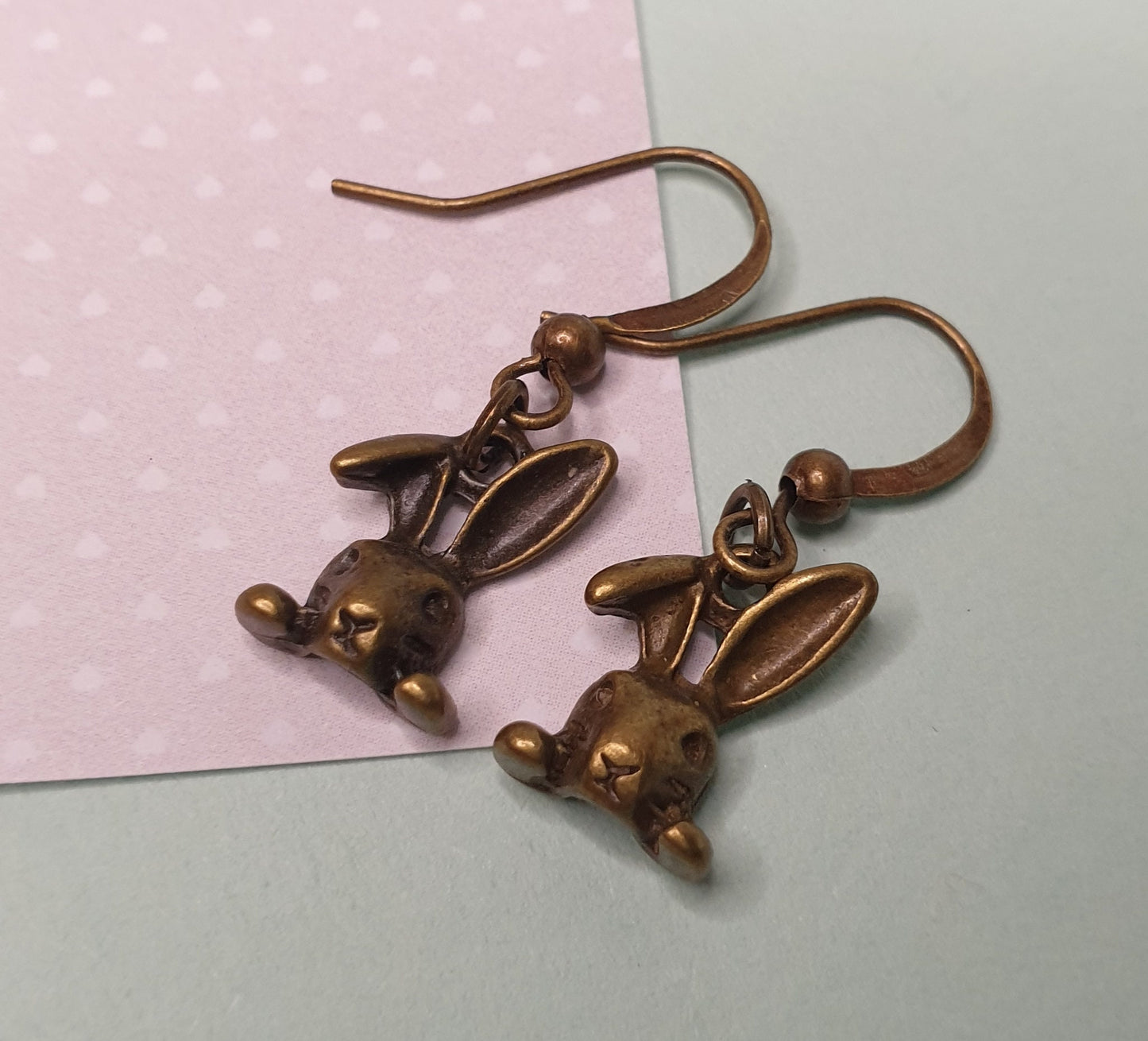 Rabbit Earrings in Bronze Tone. Rabbits, Bunny, Bunnies, Easter. Hypoallergenic Wires, Allergy, Lead, Nickel Free