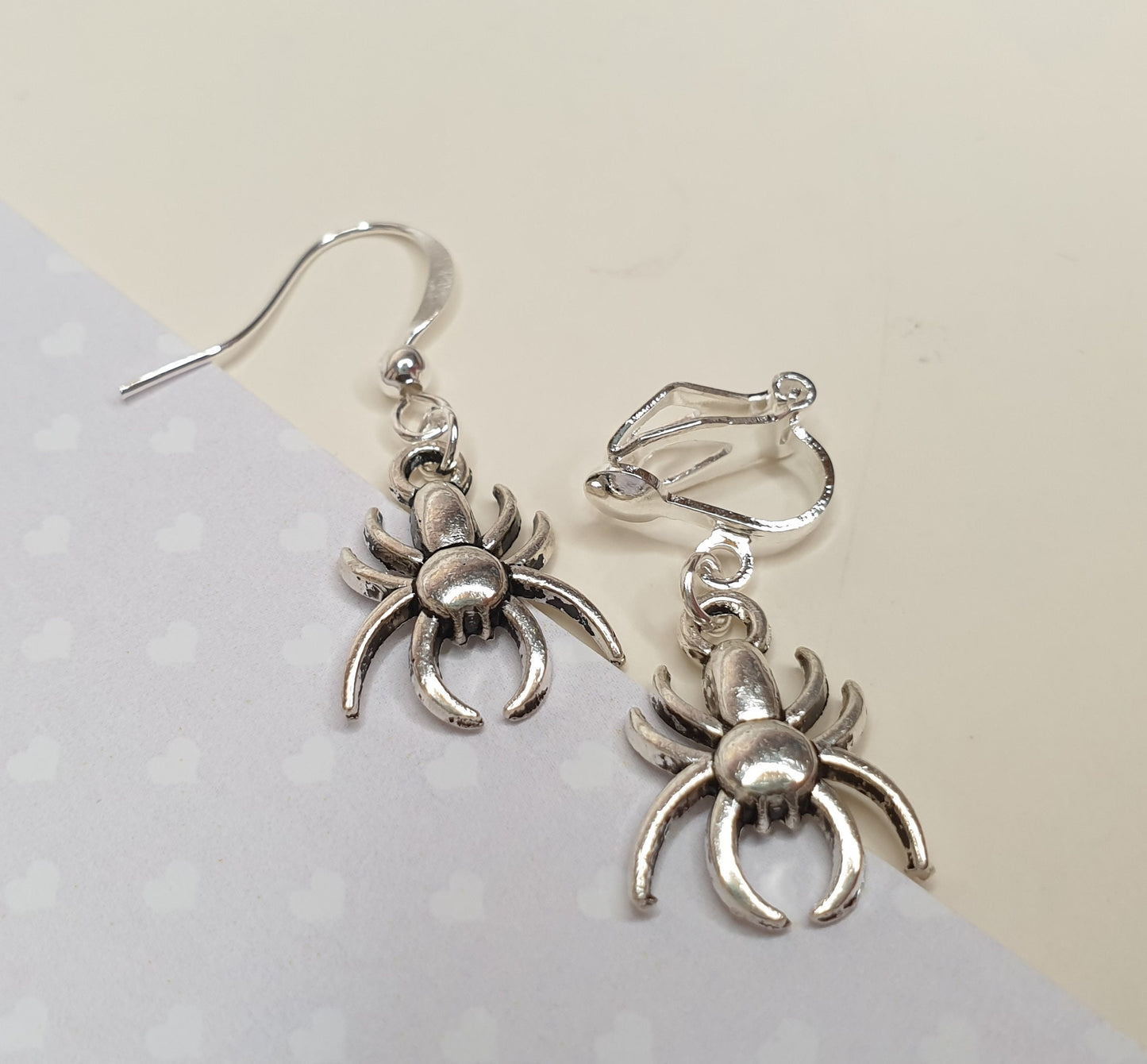 Silver Bee Earrings. Silver Dragonfly Earrings. Silver Spider Earrings. Nickel Free Earrings. Clip On Earrings.