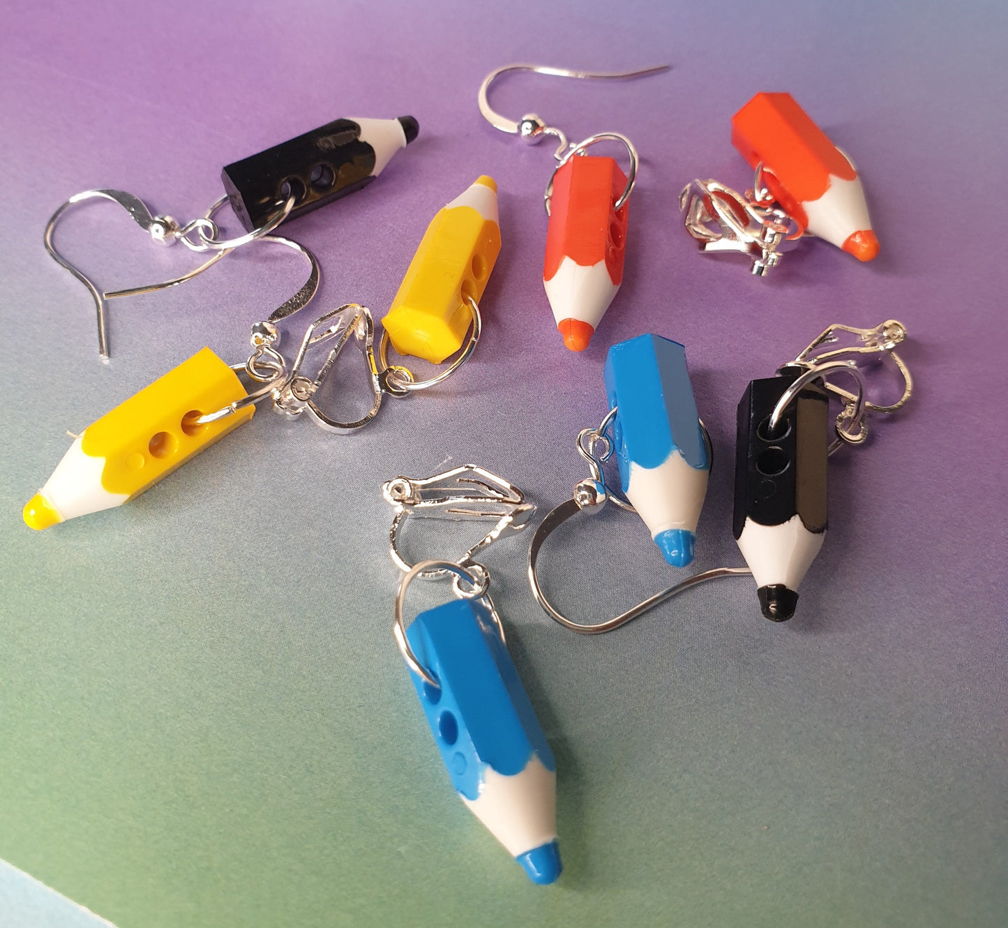 Cute Mini Pencil Earrings. Stationery, Pens, Cute, Clip Ons, Hypoallergenic, Allergy, Lead, Nickel Free Stocking Filler Teacher Gift