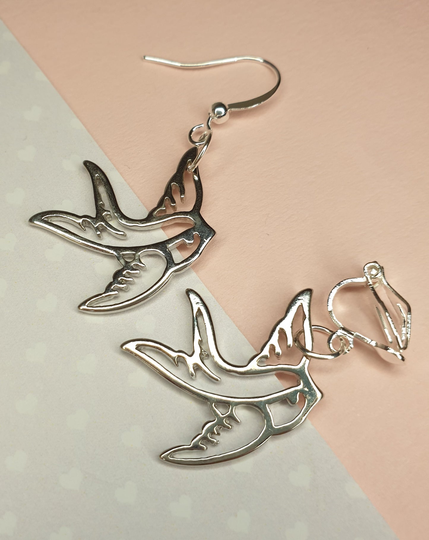 Swallow or Flamingo Earrings Birds, Clip On, Hypoallergenic, Lead Nickel Allergy Free Traditional Tattoo Flamingos Mothers Day