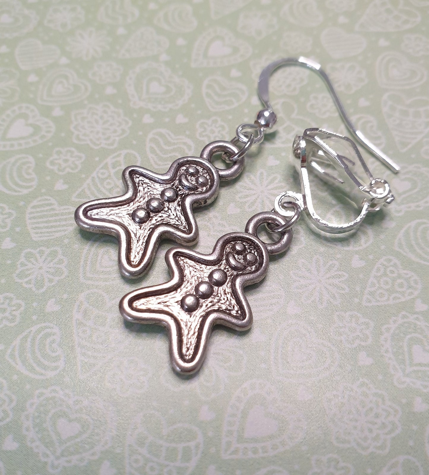 Cute Gingerbread Men / Man / Person Earrings. Clip On, Hypoallergenic, Allergy. Nickel, Lead Free. Christmas, Cookie, Gift