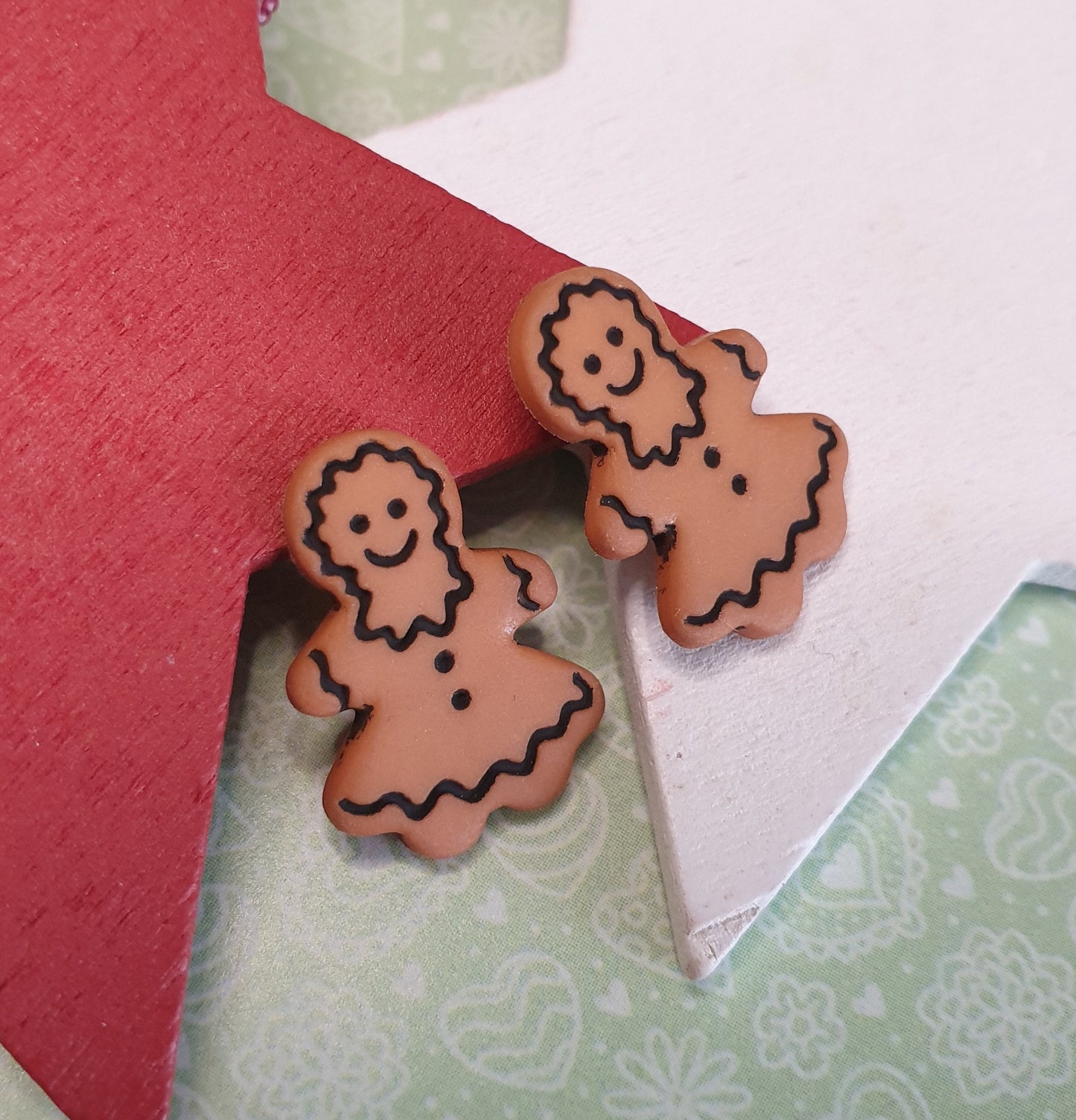 Gingerbread Ladies, Women Stud Earrings. Studs, Hypoallergenic, Allergy, Lead, Nickel Free. Christmas, Xmas, Gift