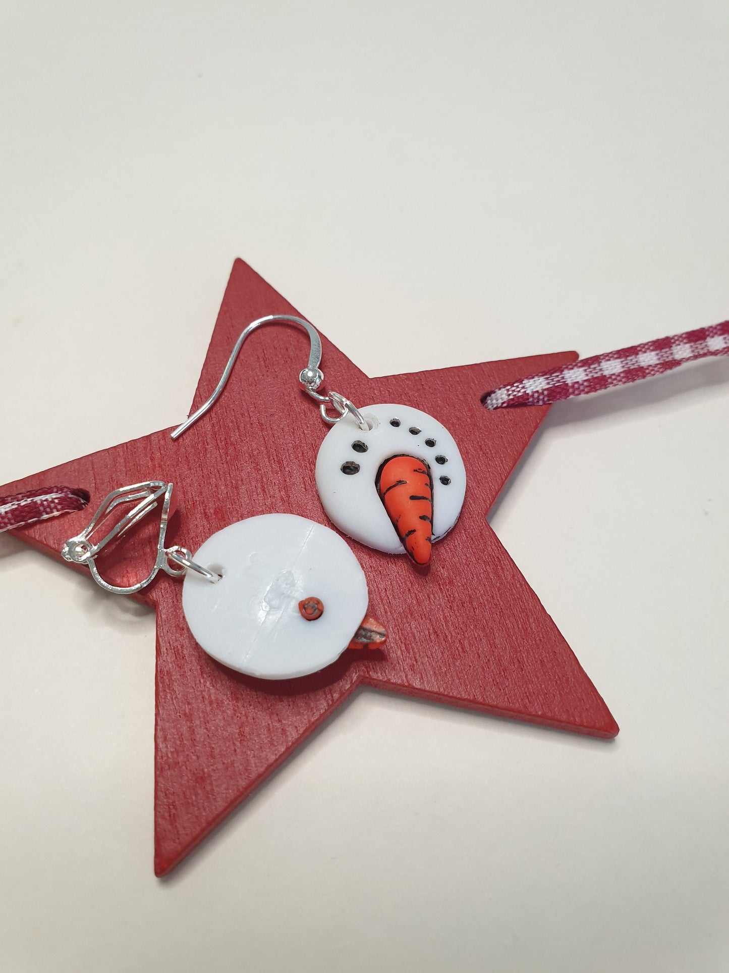 Snowmen Face Earrings. Clip On, Hypoallergenic, Lead Nickel Allergy Free Christmas Winter Festive Seasonal Glitter Stocking Filler, Xmas