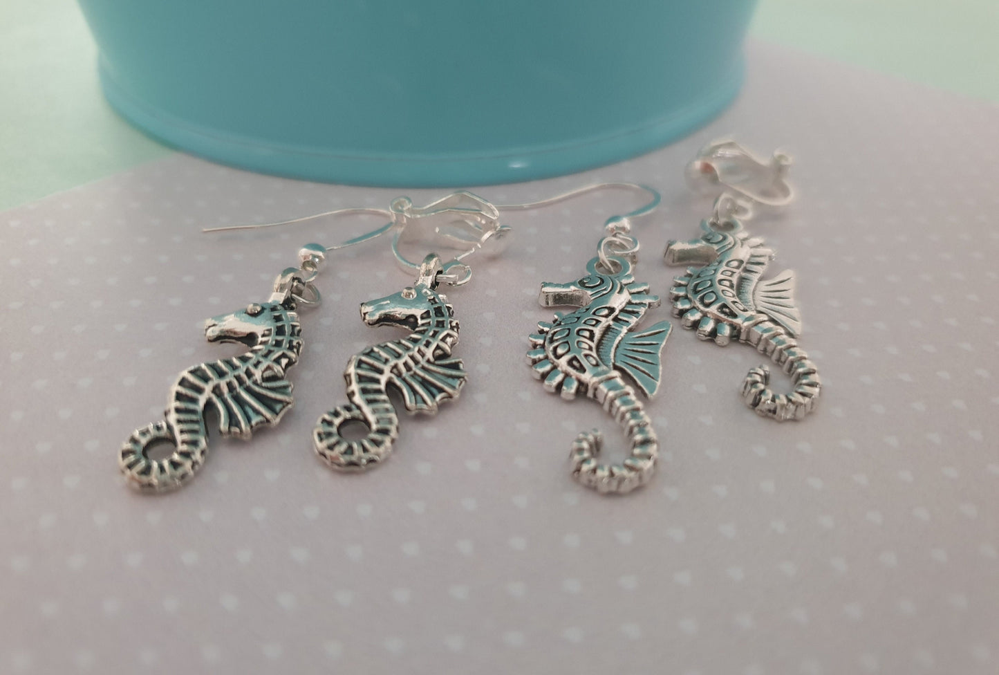 Seahorse Silver Earrings. Sea Horse, Sealife, Ocean, Animals. Clip On, Hypoallergenic, Allergy, Lead, Nickel Free. Gift for Her. Summer