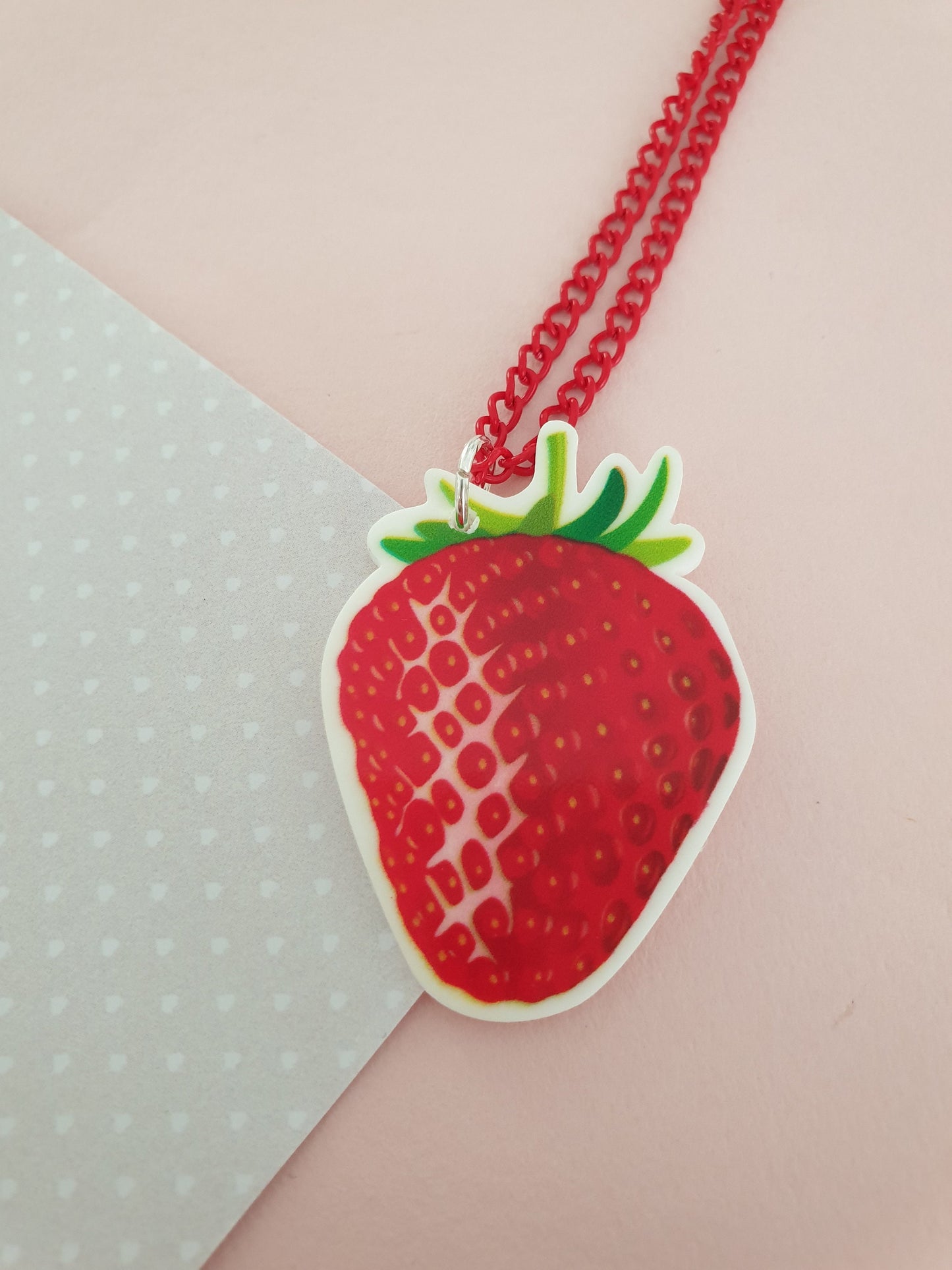 Strawberry Pendant Necklace. Berry, Berries, Fruit, Red, Summer. Gift for Her