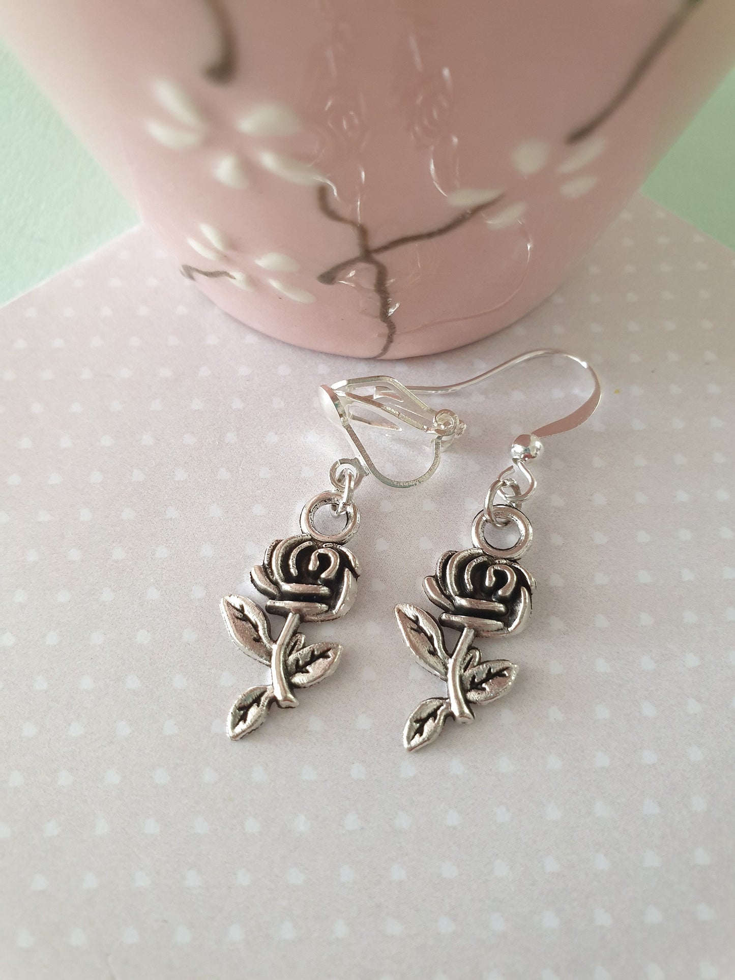 Flower Earrings, Sunflower, Rose, Forget Me Not Silver. Summer, Flowers, Gift, Floral. Clip On, Hypoallergenic, Allergy, Lead, Nickel Free
