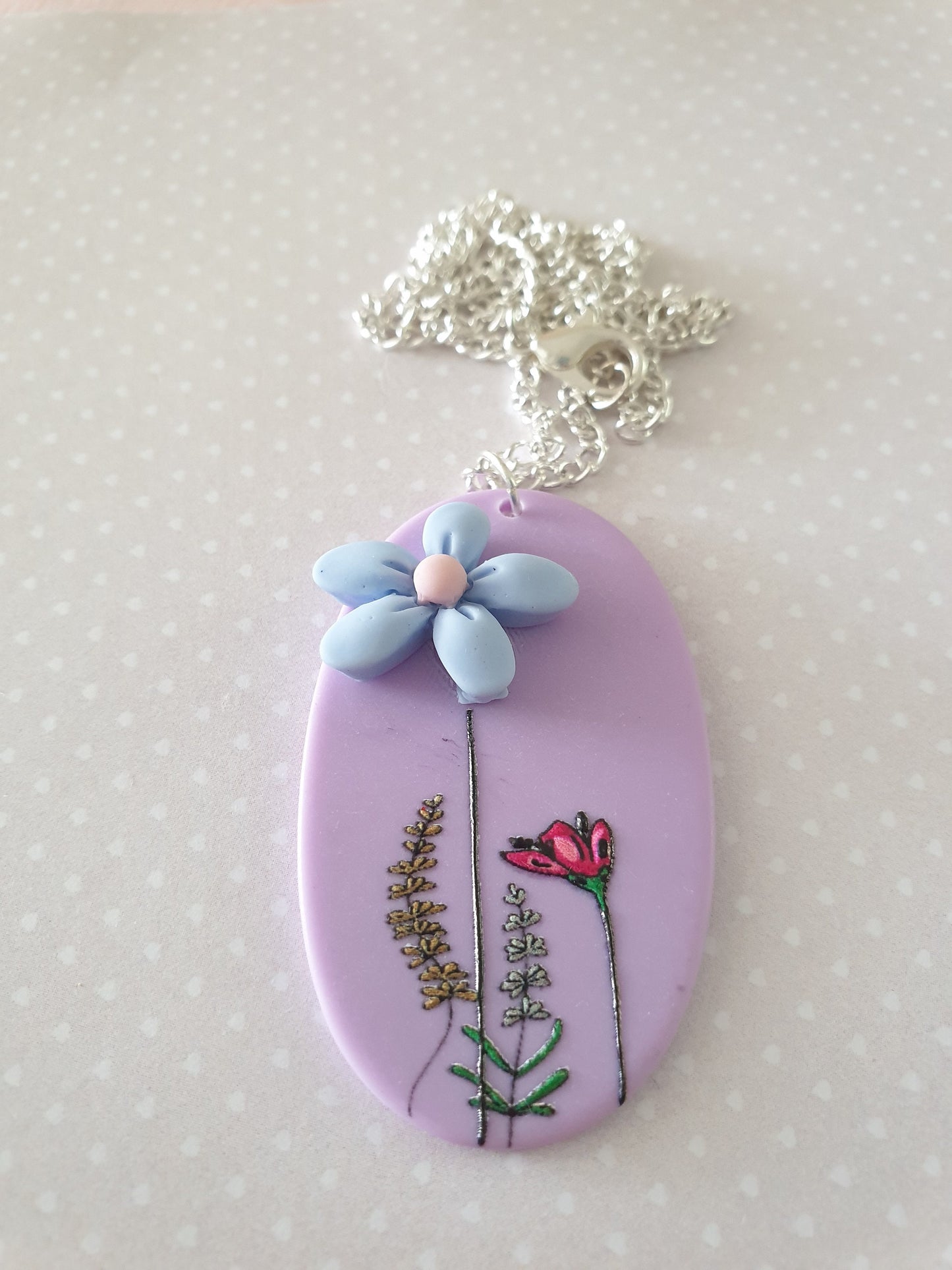 Pretty 3D Flower Necklace. Pendant. Purple and Blue. Mothers Day Gift. Stocking Filler