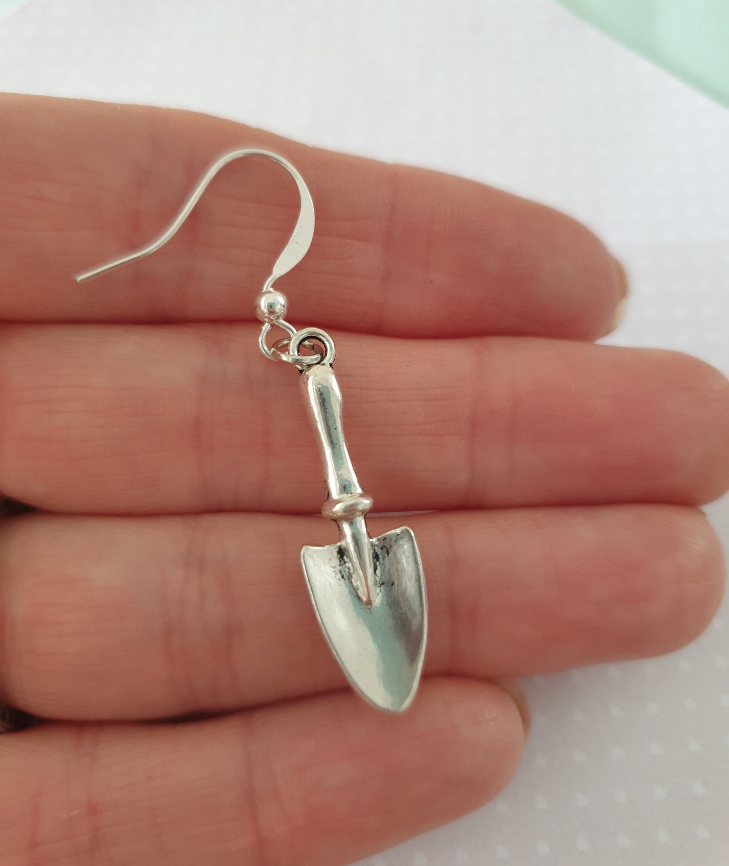 Gardeners Trowel Earrings. Spade, Silver, Hand Tool, Gardening, Garden. Clip On, Hypoallergenic, Allergy, Nickel, Lead Free. Gift