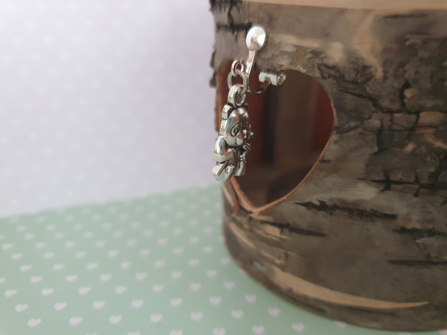 Panda Silver Earrings. Animals, Bear, Bamboo. Clip Ons, Hypoallergenic, Allergy, Lead, Nickel Free. Gift for Her