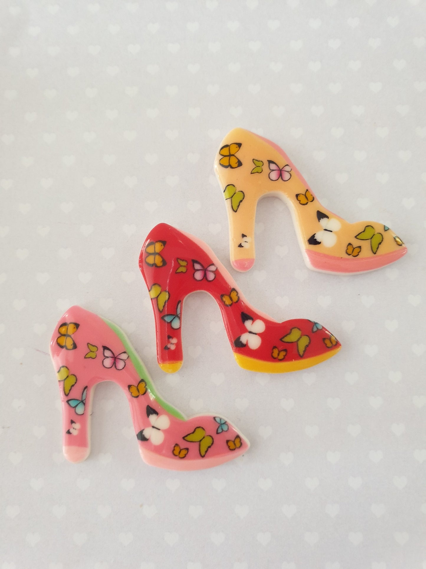High Heel Shoe Brooch with Glitter Or Butterfly Detail. Mothers Day Gift, Stocking Filler