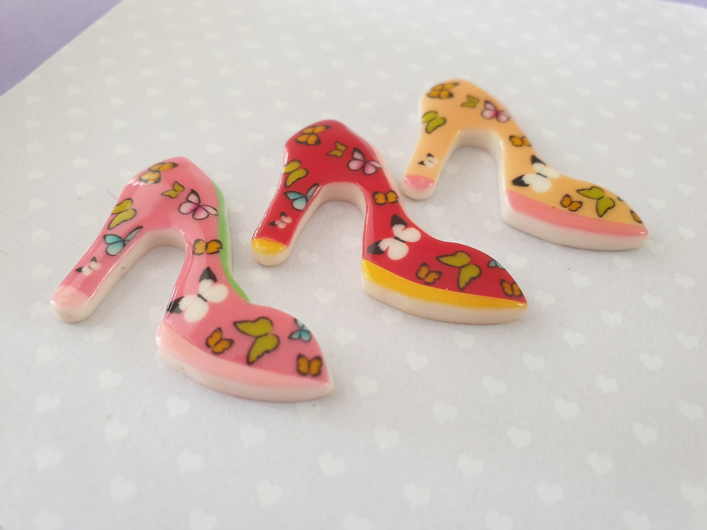 High Heel Shoe Brooch with Glitter Or Butterfly Detail. Mothers Day Gift, Stocking Filler