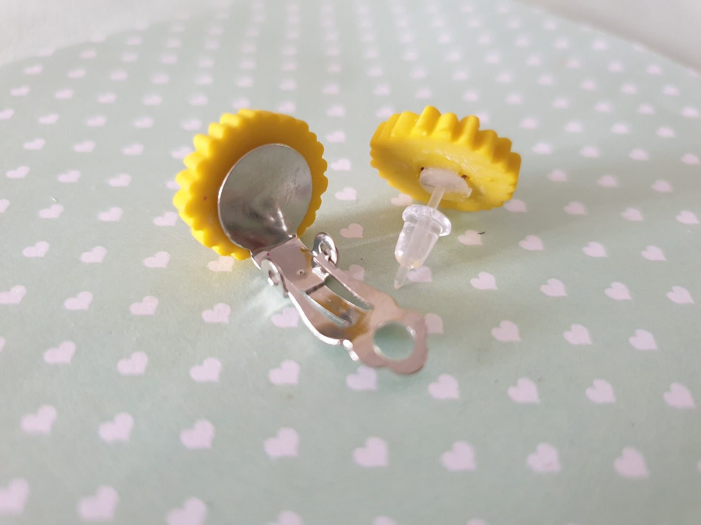 Sunflower Stud Earrings or Pin. Flower. Clip On, Hypoallergenic, Allergy, Lead, Nickel Free. Lapel Pin, Gift