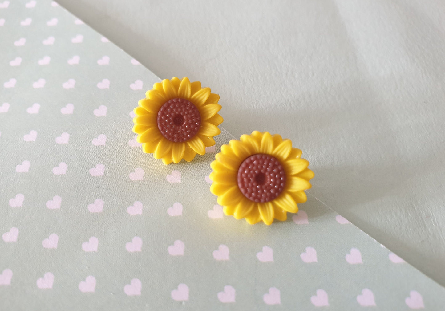 Sunflower Stud Earrings or Pin. Flower. Clip On, Hypoallergenic, Allergy, Lead, Nickel Free. Lapel Pin, Gift