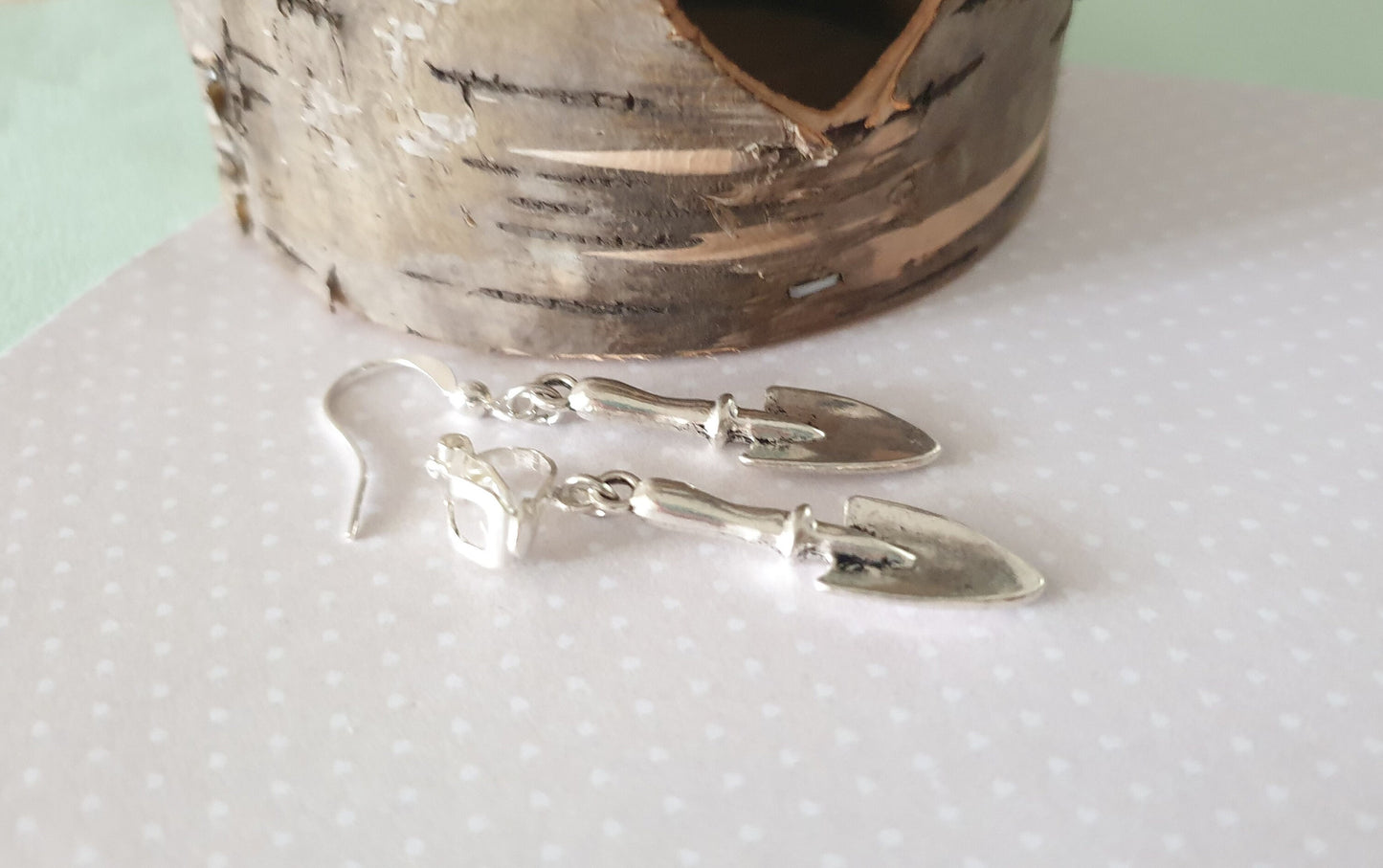 Gardeners Trowel Earrings. Spade, Silver, Hand Tool, Gardening, Garden. Clip On, Hypoallergenic, Allergy, Nickel, Lead Free. Gift