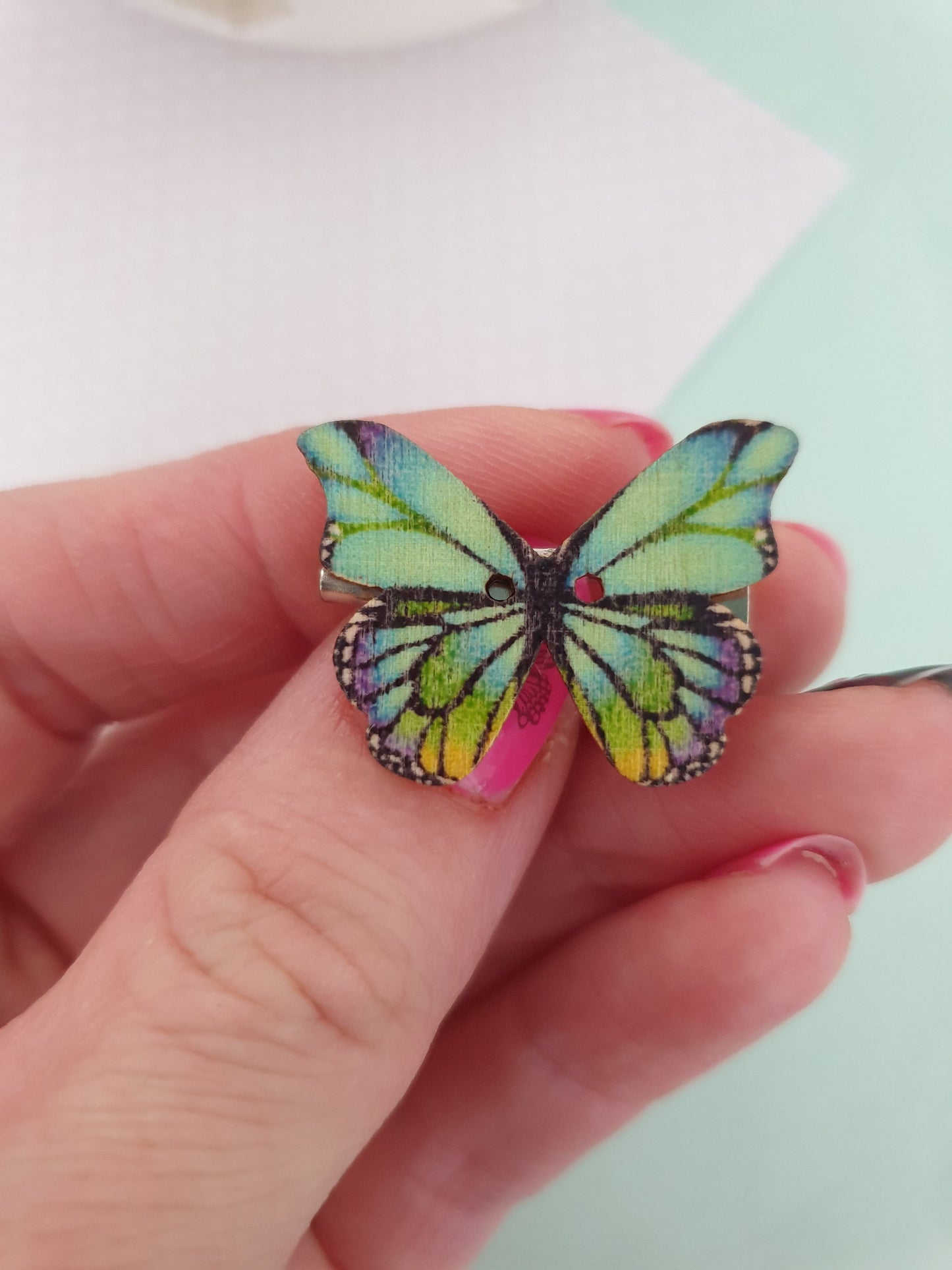 Cute and Pretty Small Wooden Butterfly Brooch in a Choice of Designs Stocking Filler Mothers Day