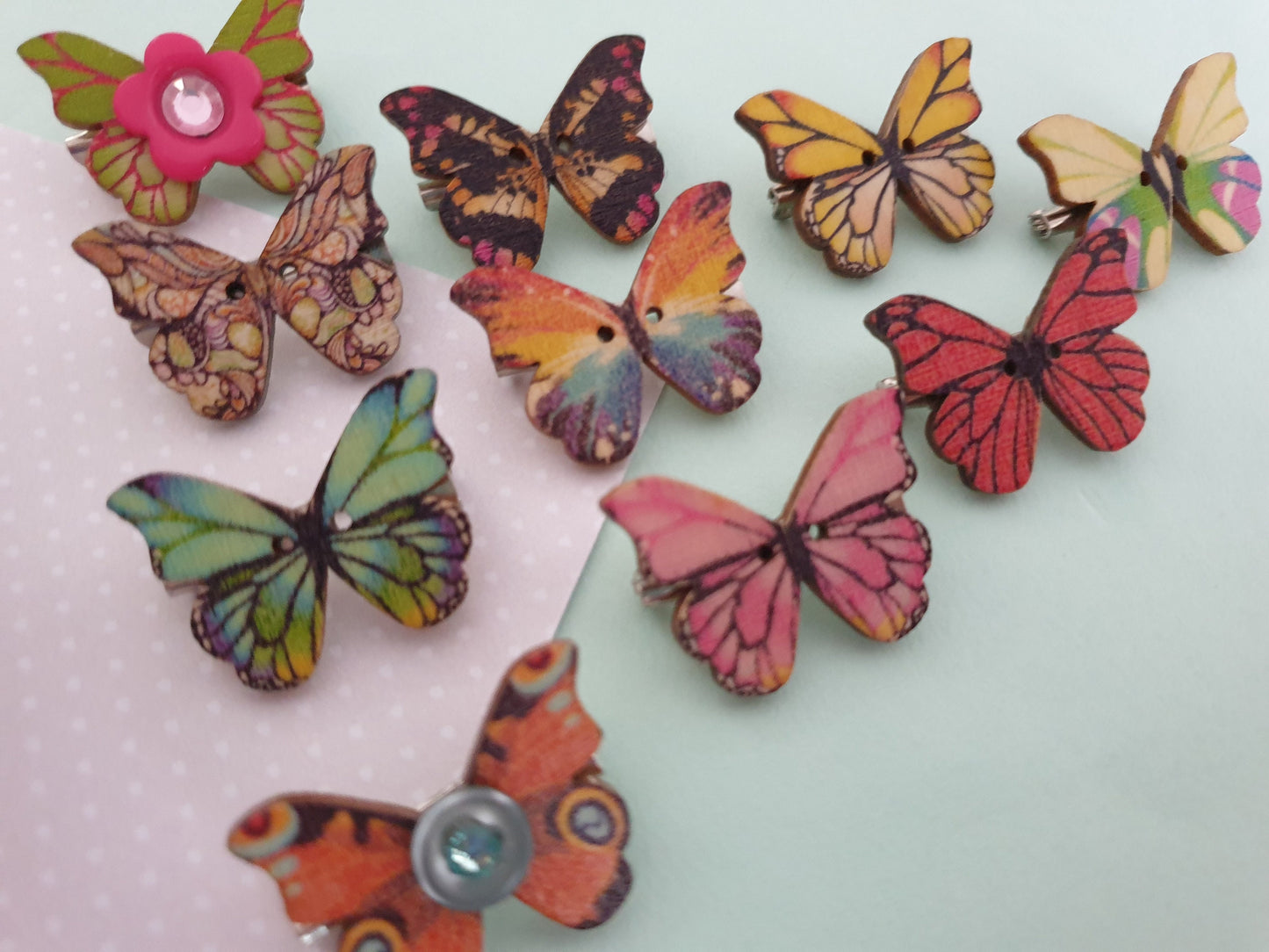 Cute and Pretty Small Wooden Butterfly Brooch in a Choice of Designs Stocking Filler Mothers Day