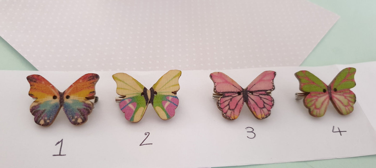 Cute and Pretty Small Wooden Butterfly Brooch in a Choice of Designs Stocking Filler Mothers Day