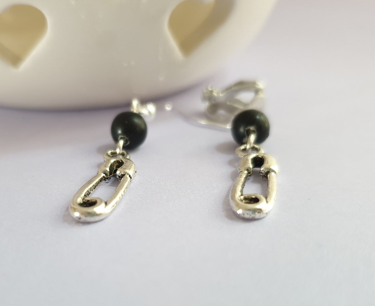 Silver Tone Safety Pin Earrings. Hypoallergenic, Nickel Free or Clip Ons. Punk Earrings, Emo Jewellery, Goth Earrings